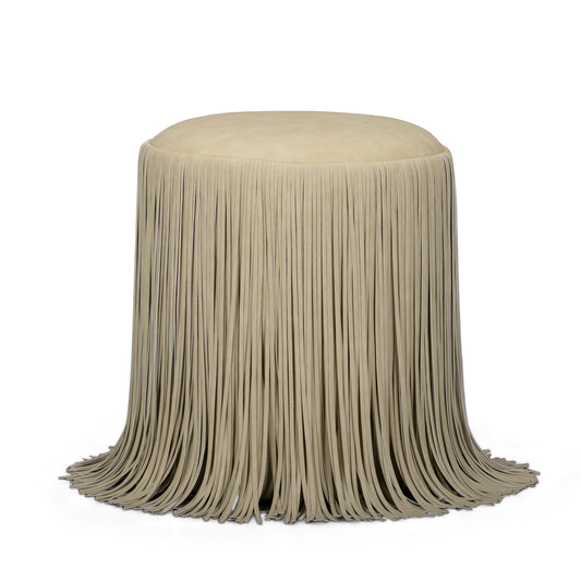 Shag Me Performance Vegan Leather Ottoman - Image 1