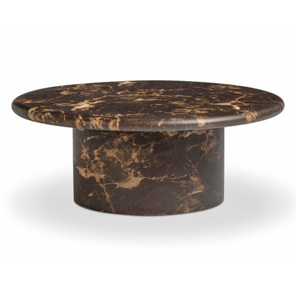 Byron 36" Dark Brown Faux Marble Indoor/Outdoor Concrete Round Coffee Table - Default Title - Image 2