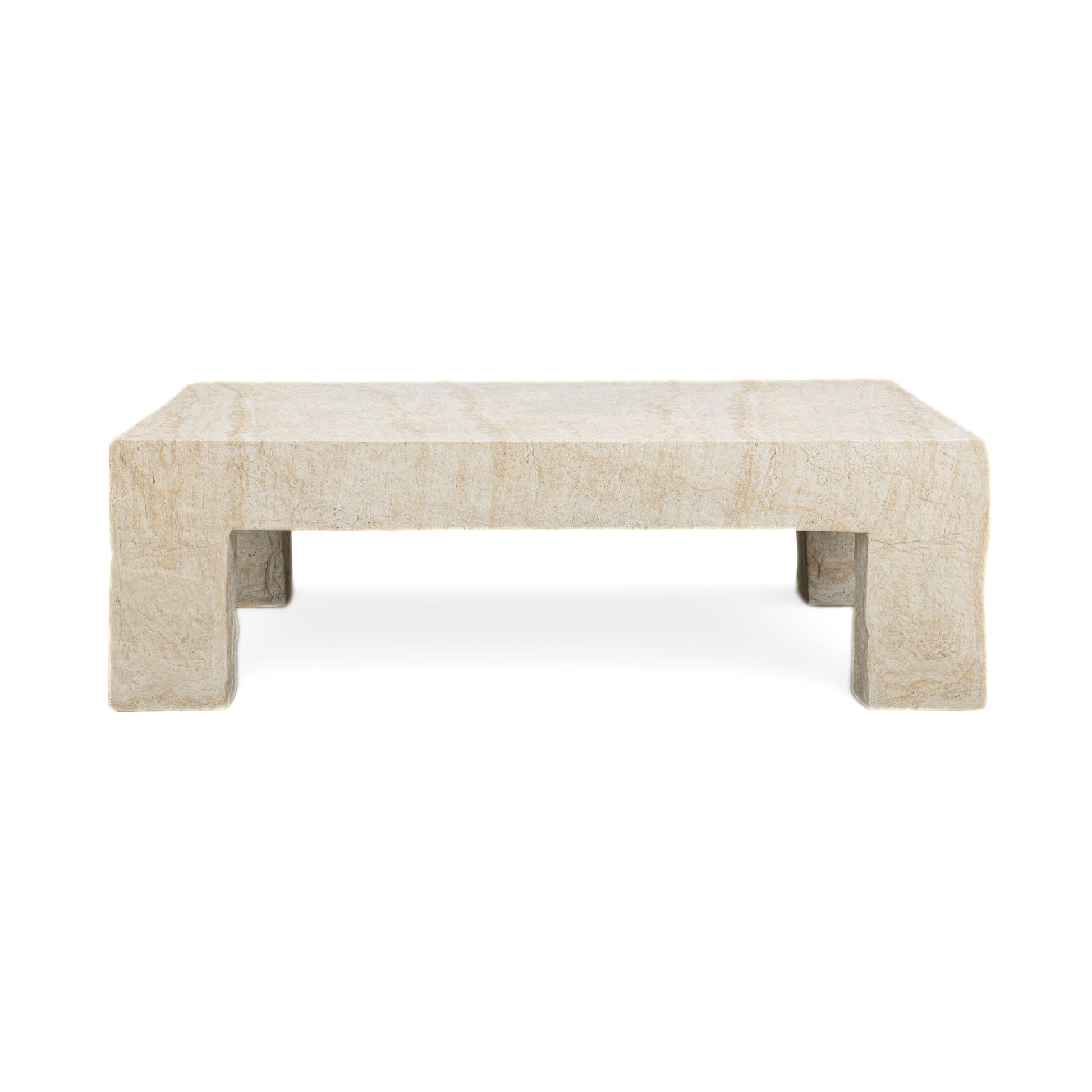Roxanne 46" Faux Travertine Indoor/Outdoor Concrete Coffee Table - Image 2