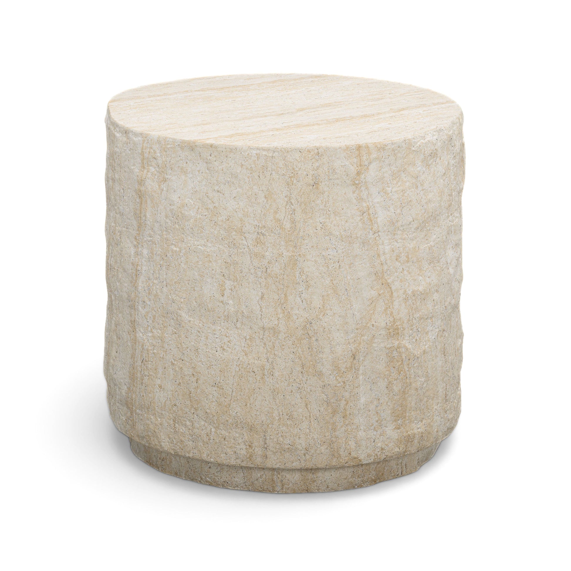 Roxanne Faux Travertine Indoor/Outdoor Concrete Side Table - Image 2