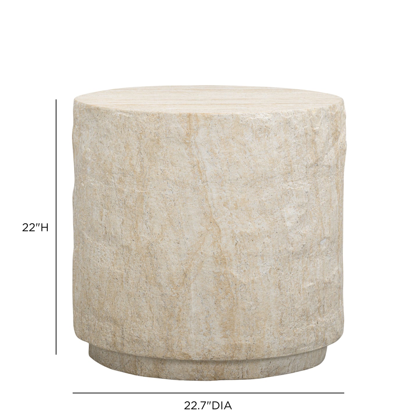Roxanne Faux Travertine Indoor/Outdoor Concrete Side Table - Image 5