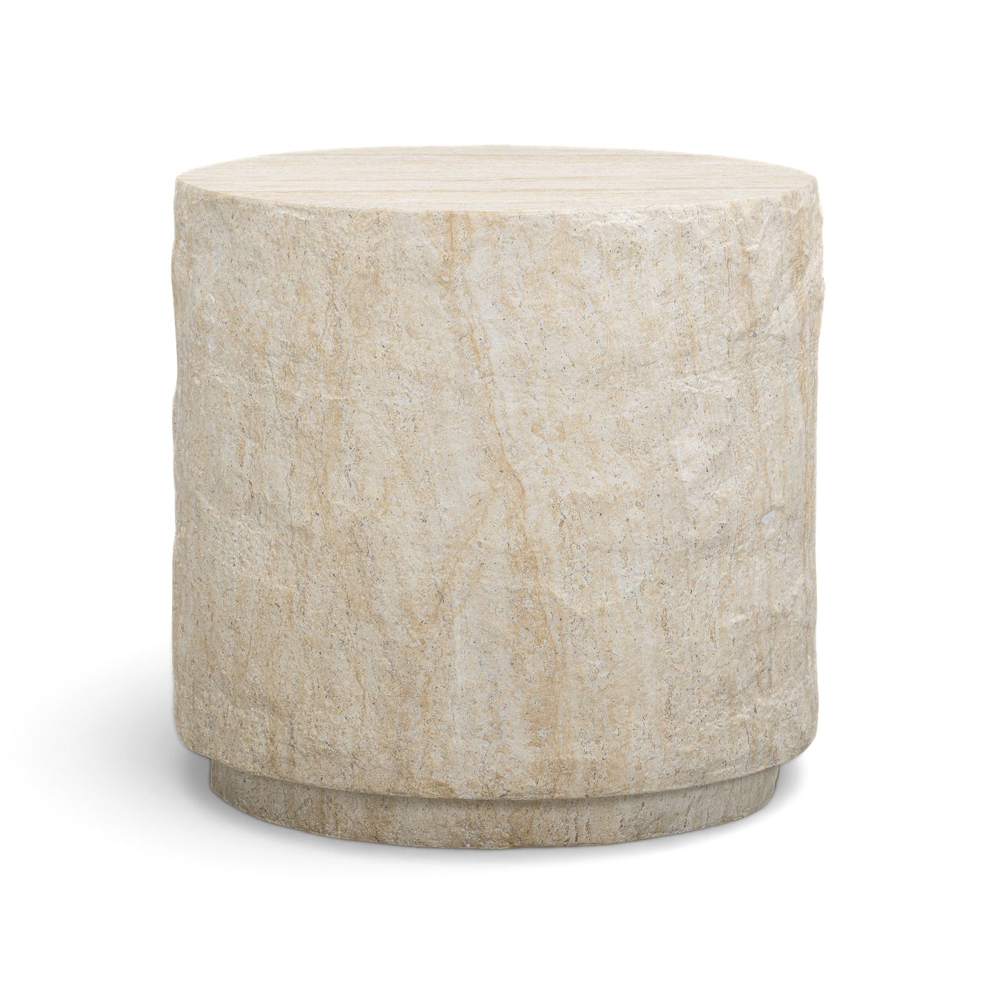 Roxanne Faux Travertine Indoor/Outdoor Concrete Side Table - Image 1