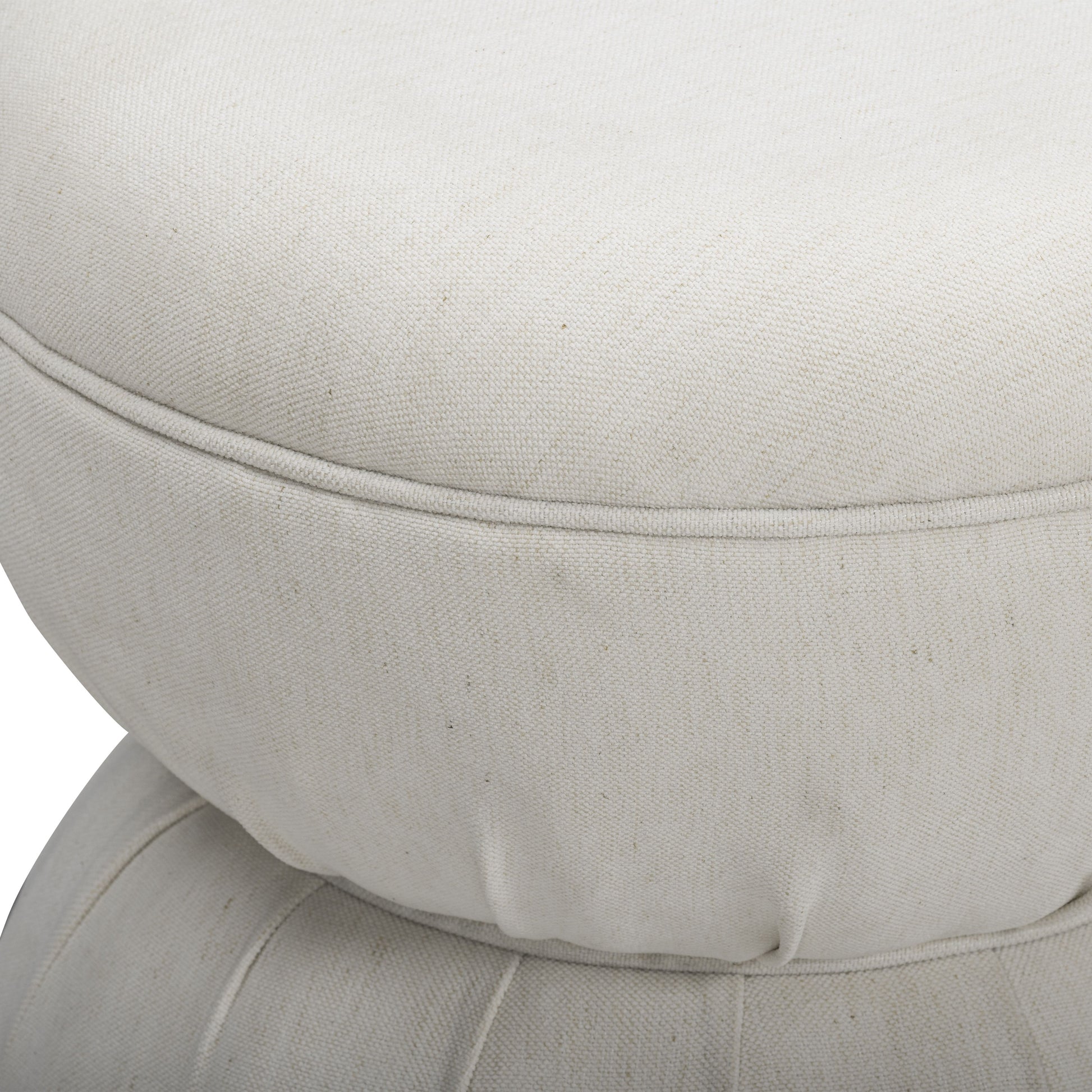 Tomlin Ruched Performance Fabric Game Ottoman - Cream - Image 4
