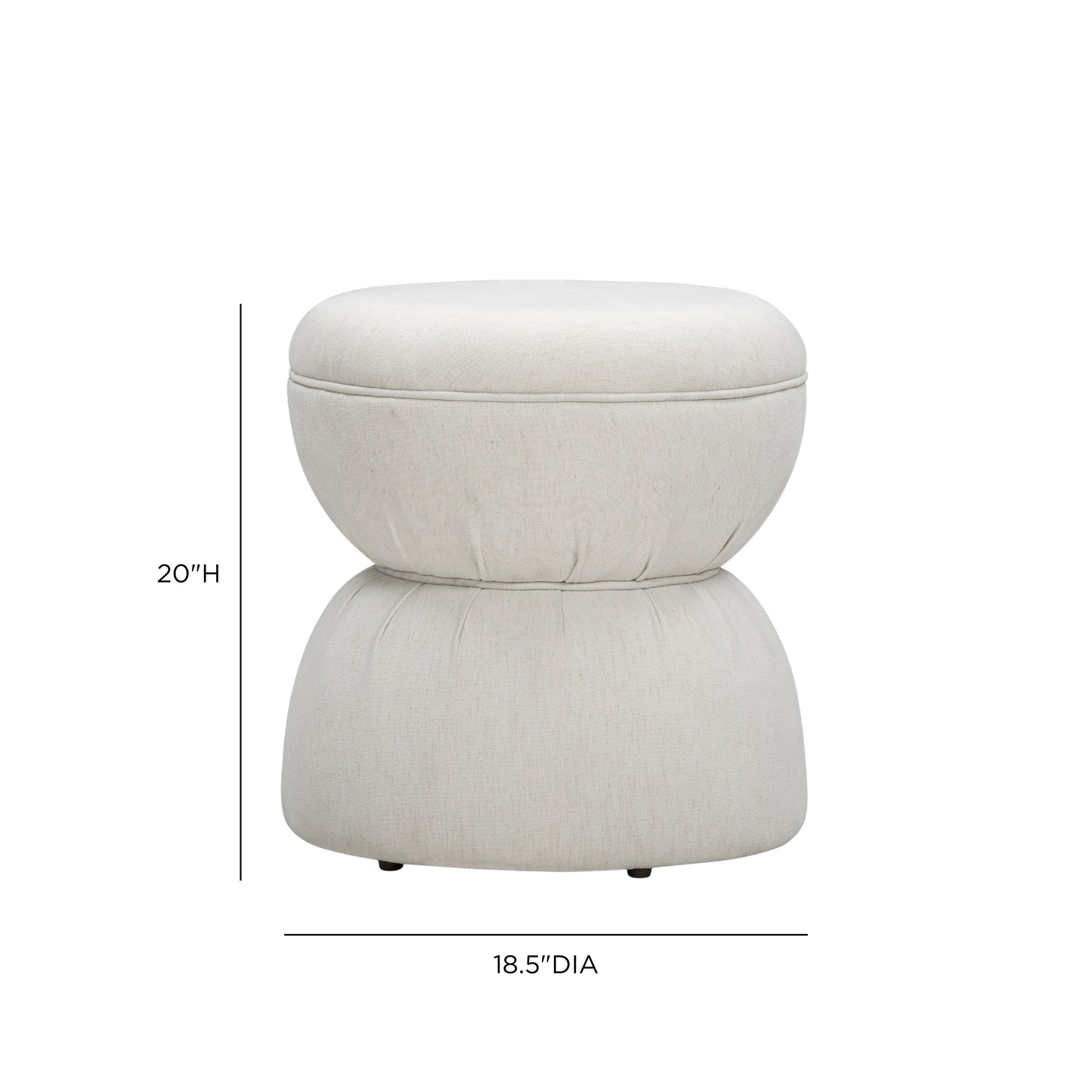 Tomlin Ruched Performance Fabric Game Ottoman - Cream - Image 5
