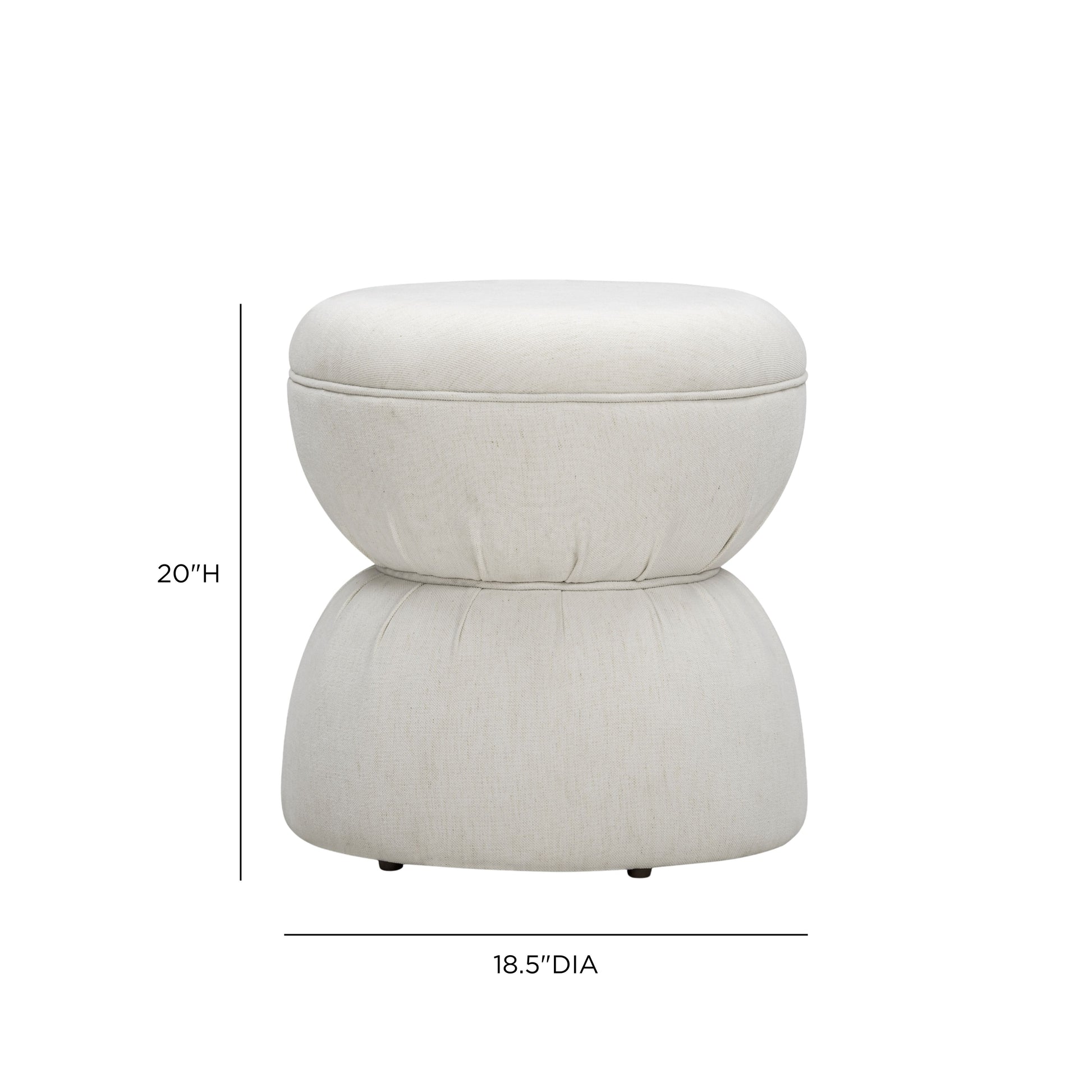 Tomlin Ruched Performance Fabric Game Ottoman - Cream - Image 5