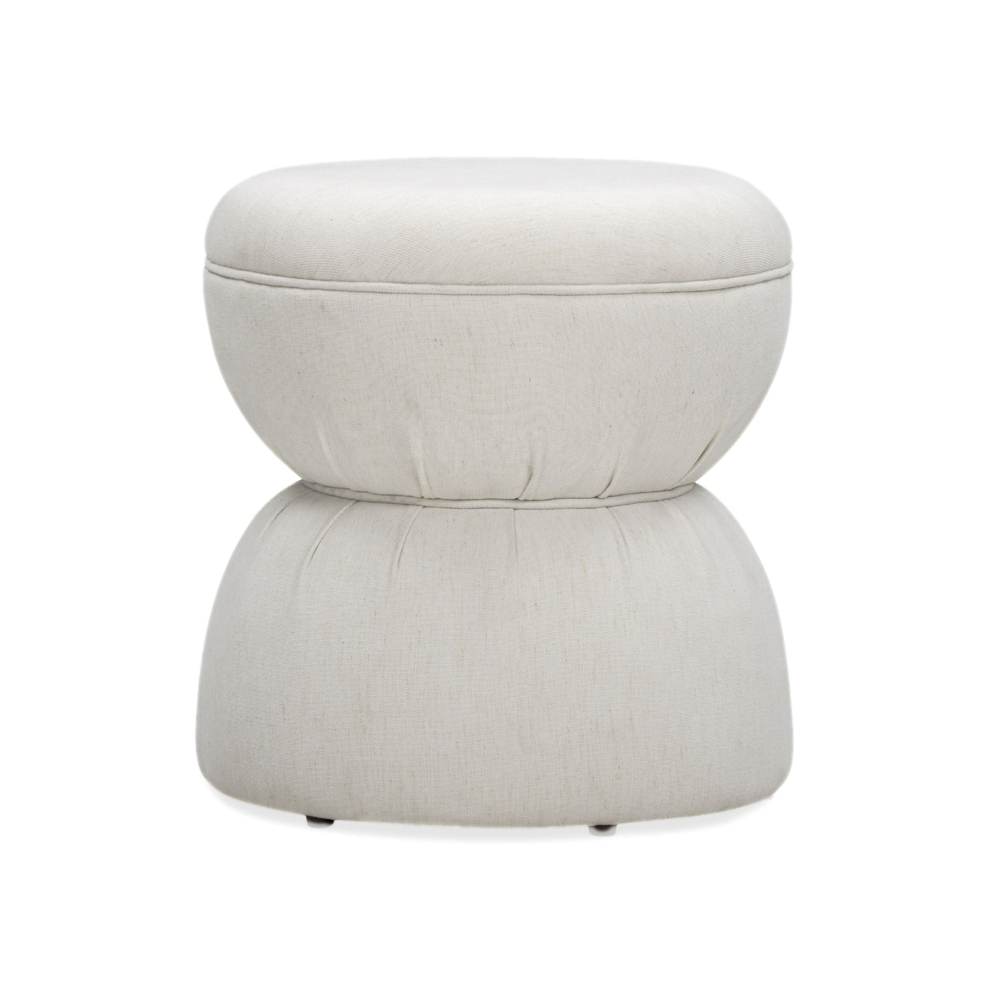 Tomlin Ruched Performance Fabric Game Ottoman - Cream - Image 1