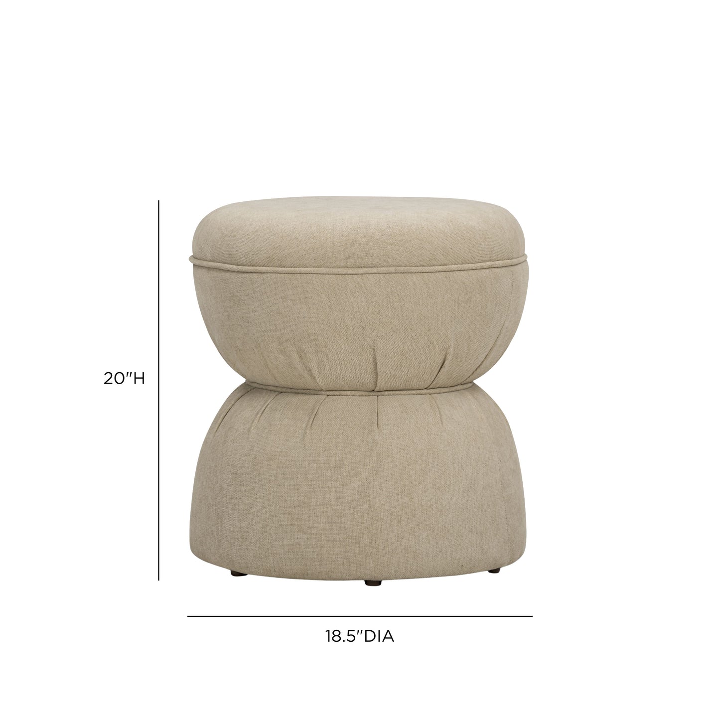Tomlin Ruched Performance Fabric Game Ottoman - Tan - Image 5