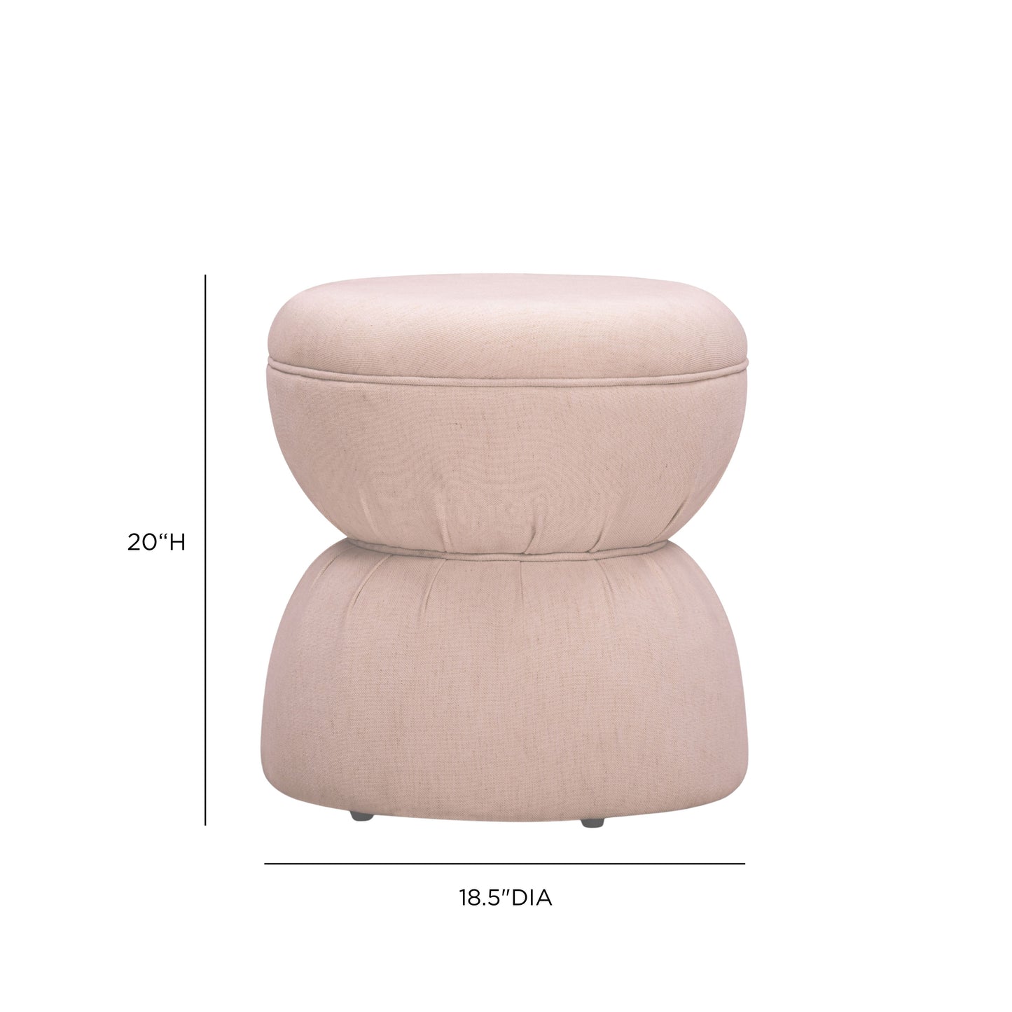 Tomlin Ruched Performance Fabric Game Ottoman - Light Pink - Image 5
