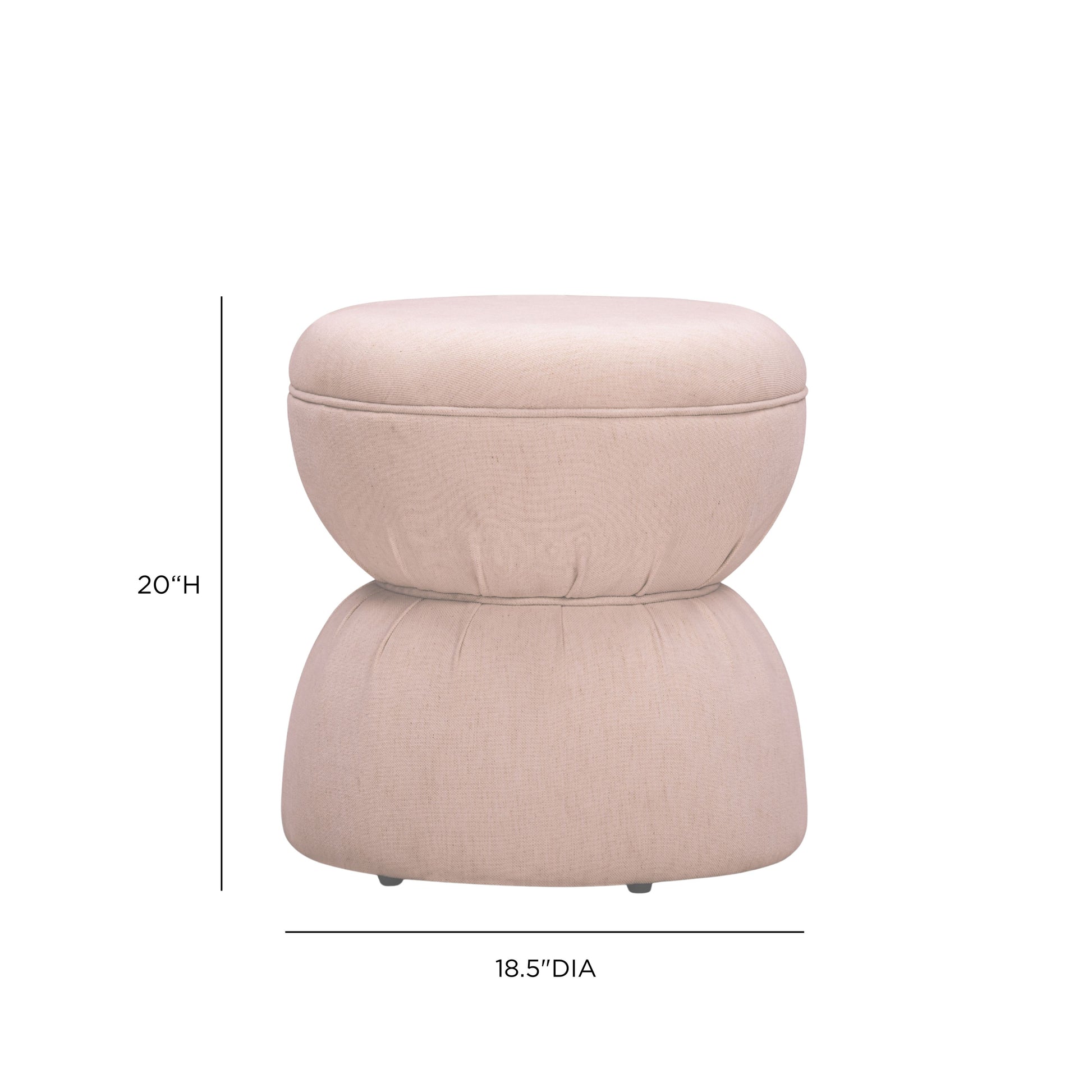 Tomlin Ruched Performance Fabric Game Ottoman - Light Pink - Image 5