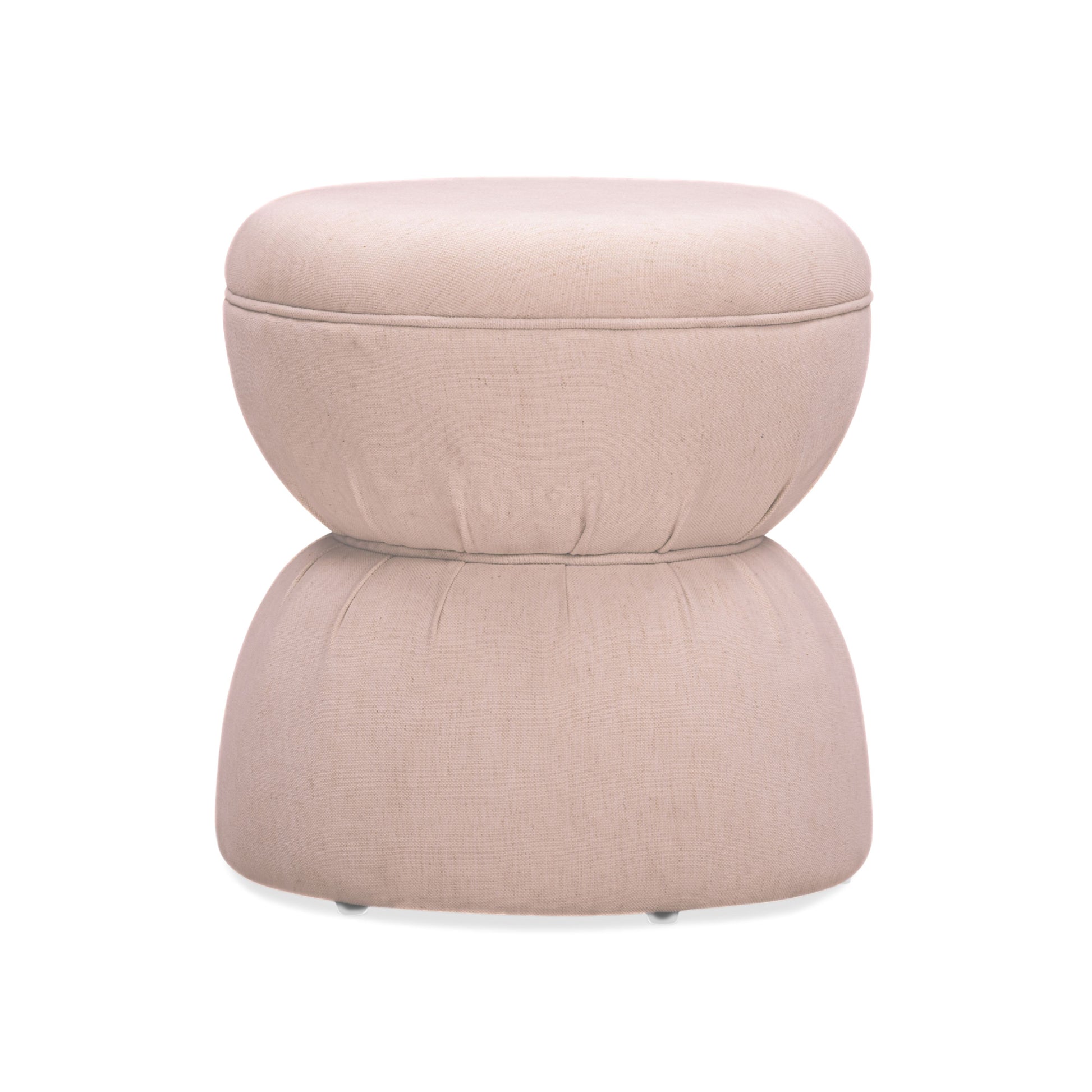 Tomlin Ruched Performance Fabric Game Ottoman - Light Pink - Image 1