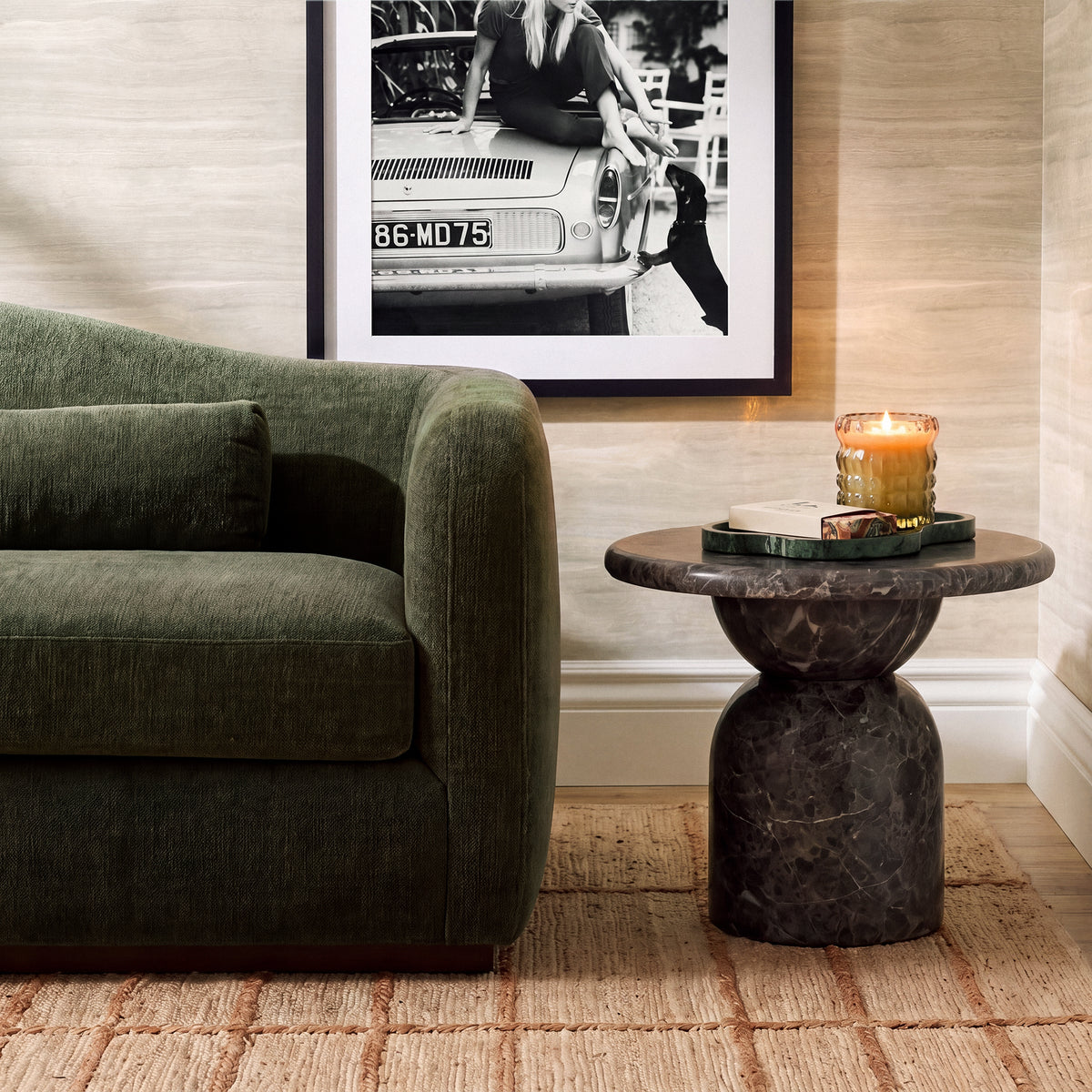 Cynthia Concrete Indoor/Outdoor Side Table - Dark Emperador Marble - Image 2