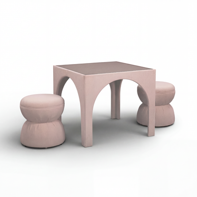 Tomlin Performance Chenille Game Table and Two Ottomans Set - Image 1