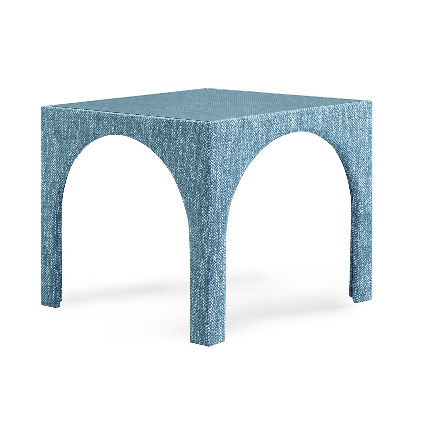 Tomlin Performance Chenille Game Table and Two Ottomans Set - Teal - Image 4