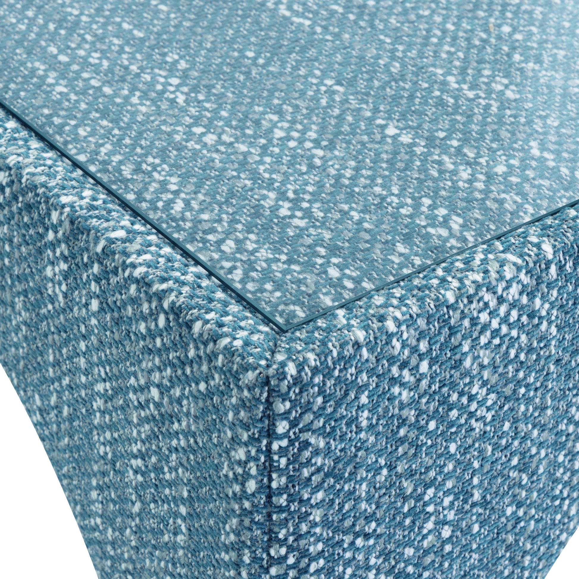 Tomlin Performance Chenille Game Table and Two Ottomans Set - Teal - Image 5