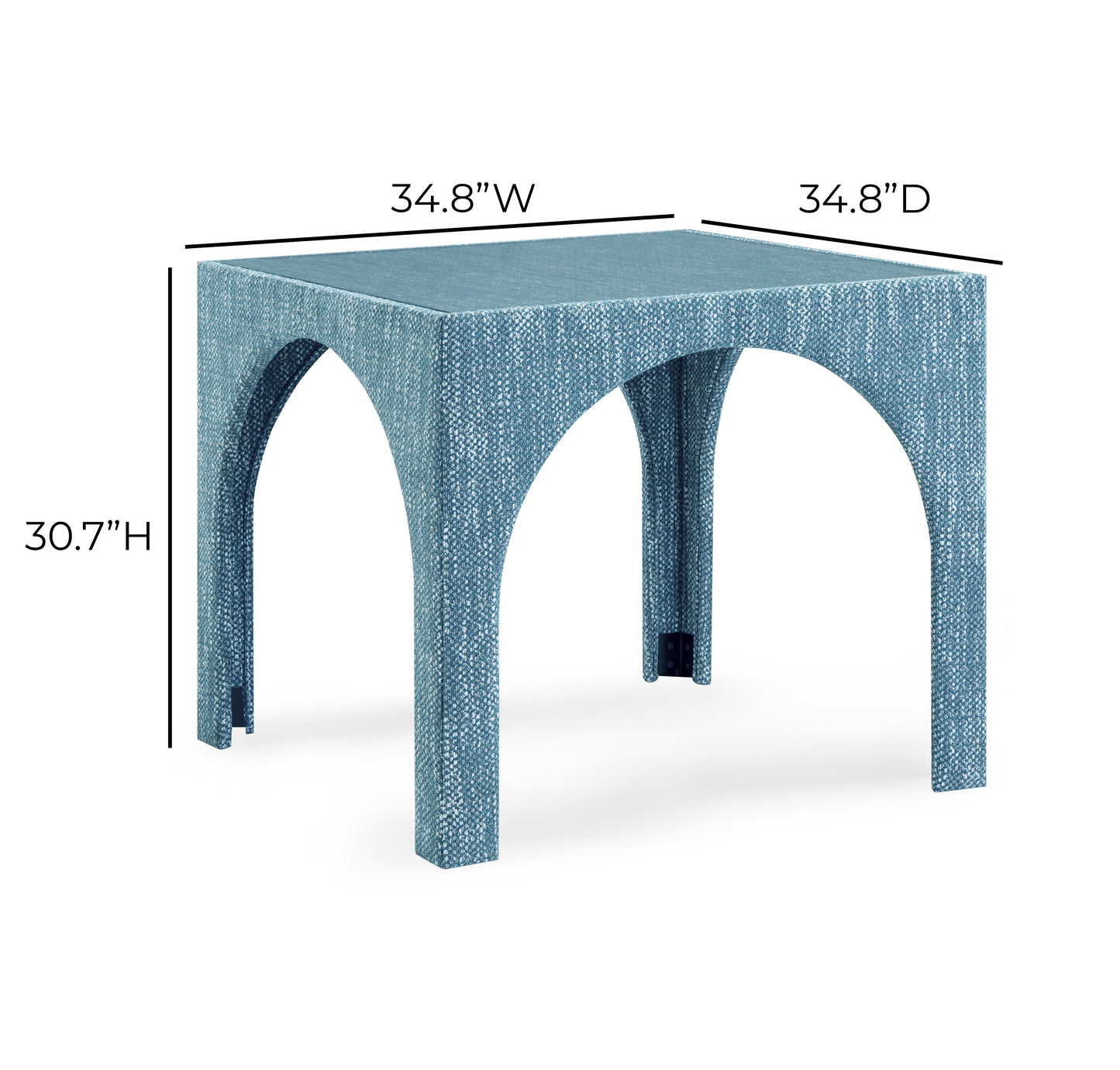Tomlin Performance Chenille Game Table and Two Ottomans Set - Teal - Image 8