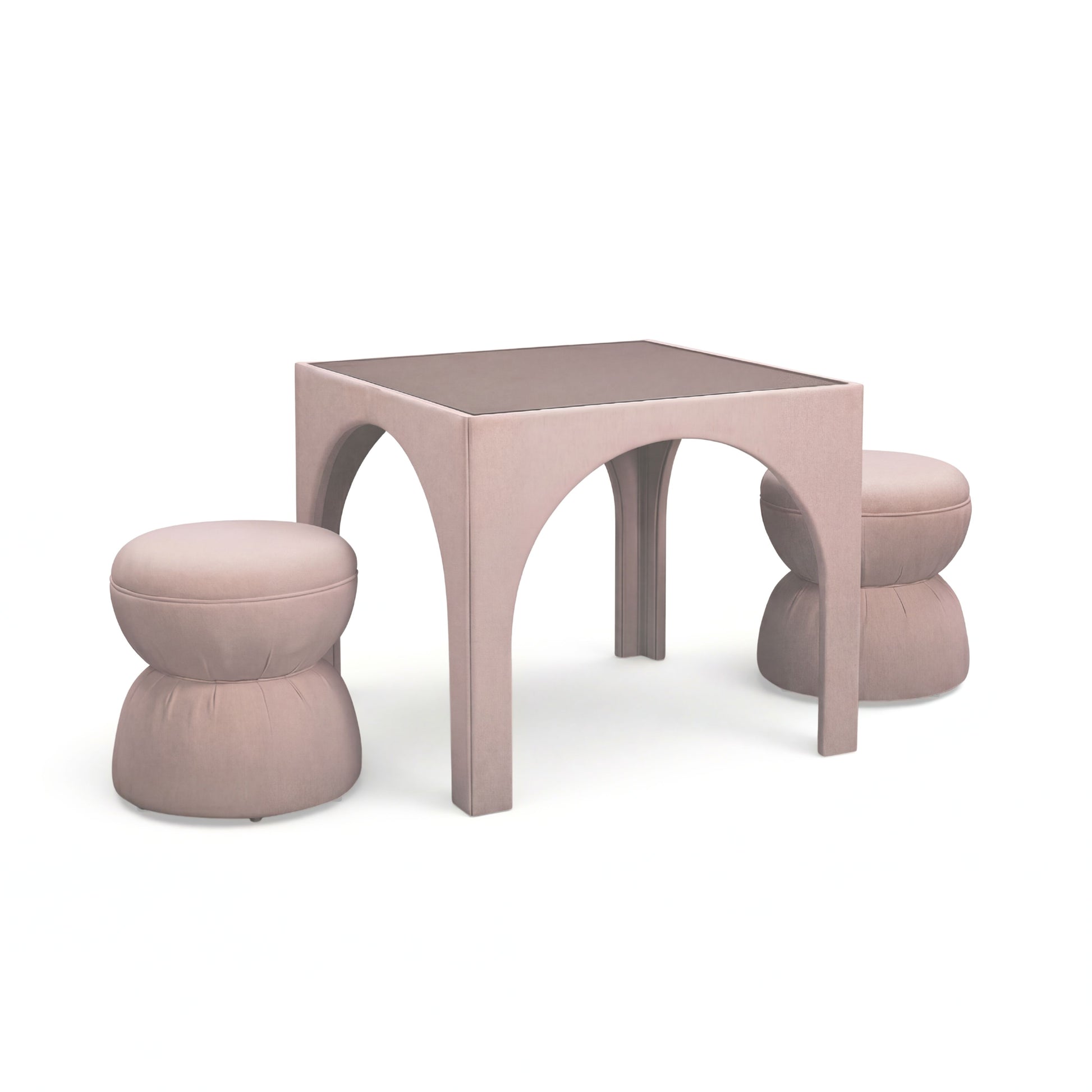 Tomlin Performance Chenille Game Table and Two Ottomans Set - Teal - Image 11