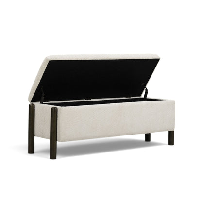 Abby 52" Nubby Fabric Storage Bench - Cream - Image 1