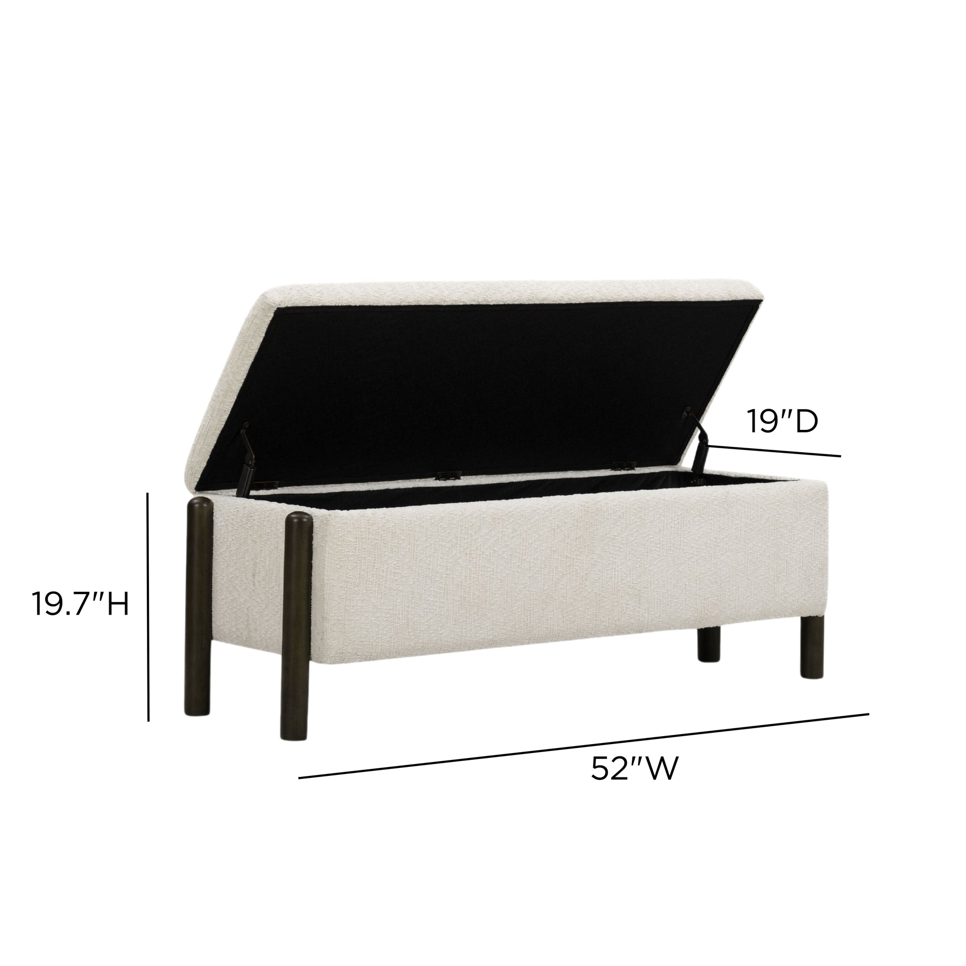 Abby 52" Nubby Fabric Storage Bench - Cream - Image 7