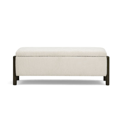Abby 52" Nubby Fabric Storage Bench - Cream - Image 1