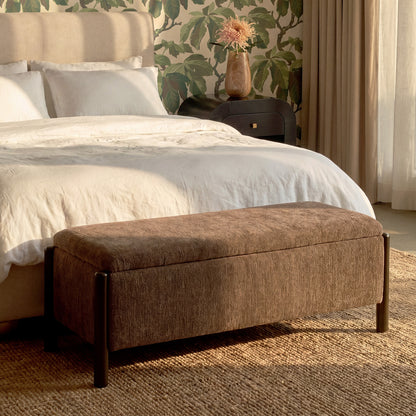 Abby 52" Nubby Fabric Storage Bench - Brown - Image 1