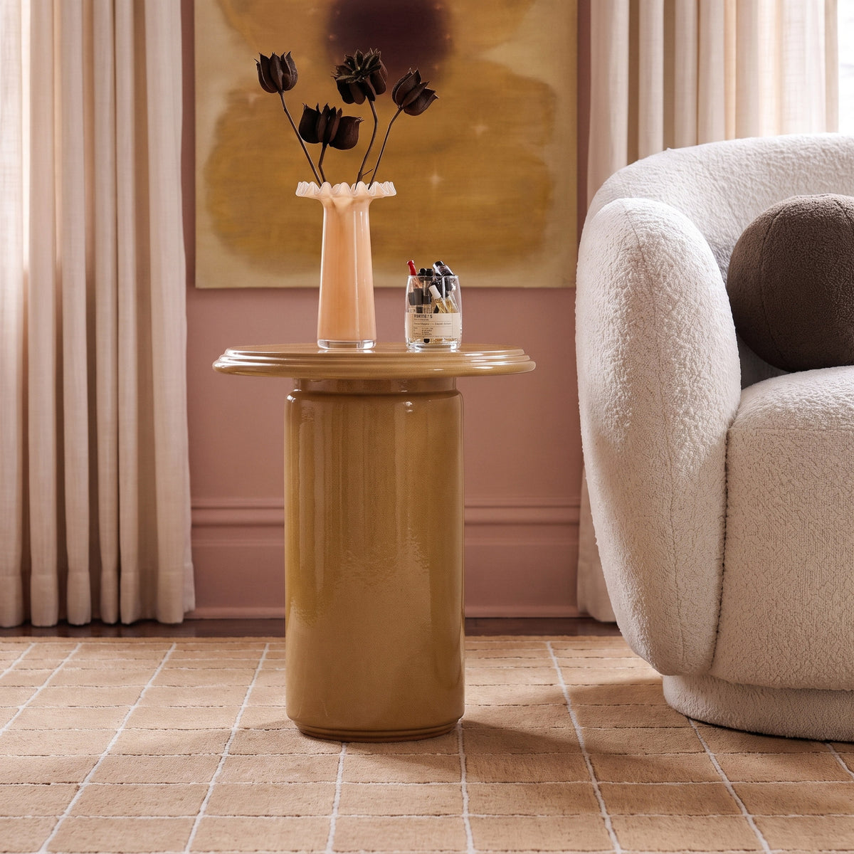 Tate Turmeric Concrete Indoor/Outdoor Side Table - Image 2