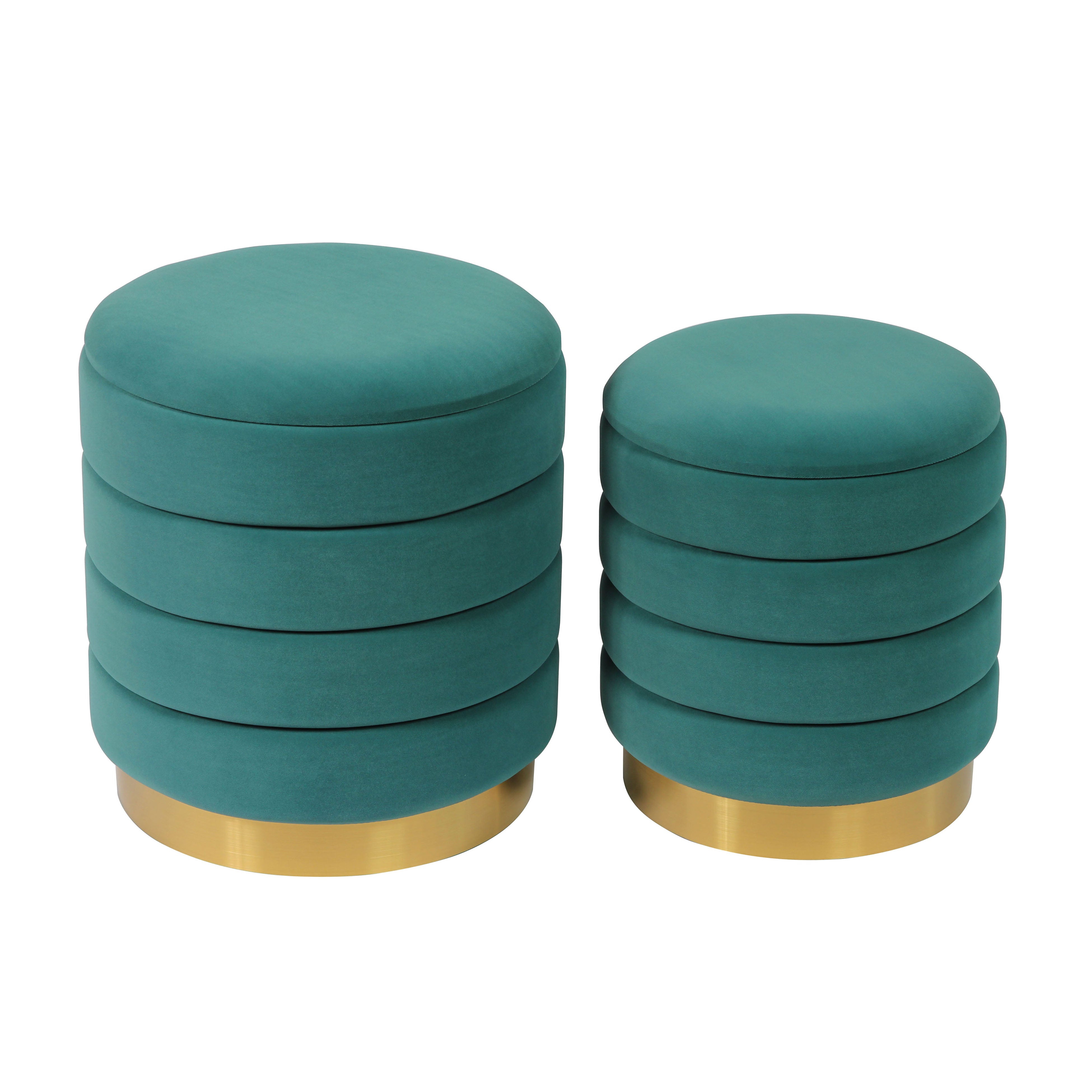 TOV Furniture Saturn Storage Ottomans Set of 2 Teal