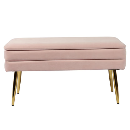 Ziva 31" Velvet Storage Bench - Blush - Image 1