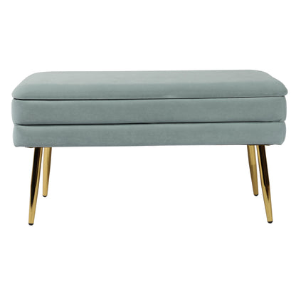 Ziva 31" Velvet Storage Bench - Sea Blue - Image 1