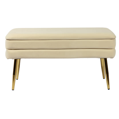 Ziva 31" Velvet Storage Bench - Cream - Image 1