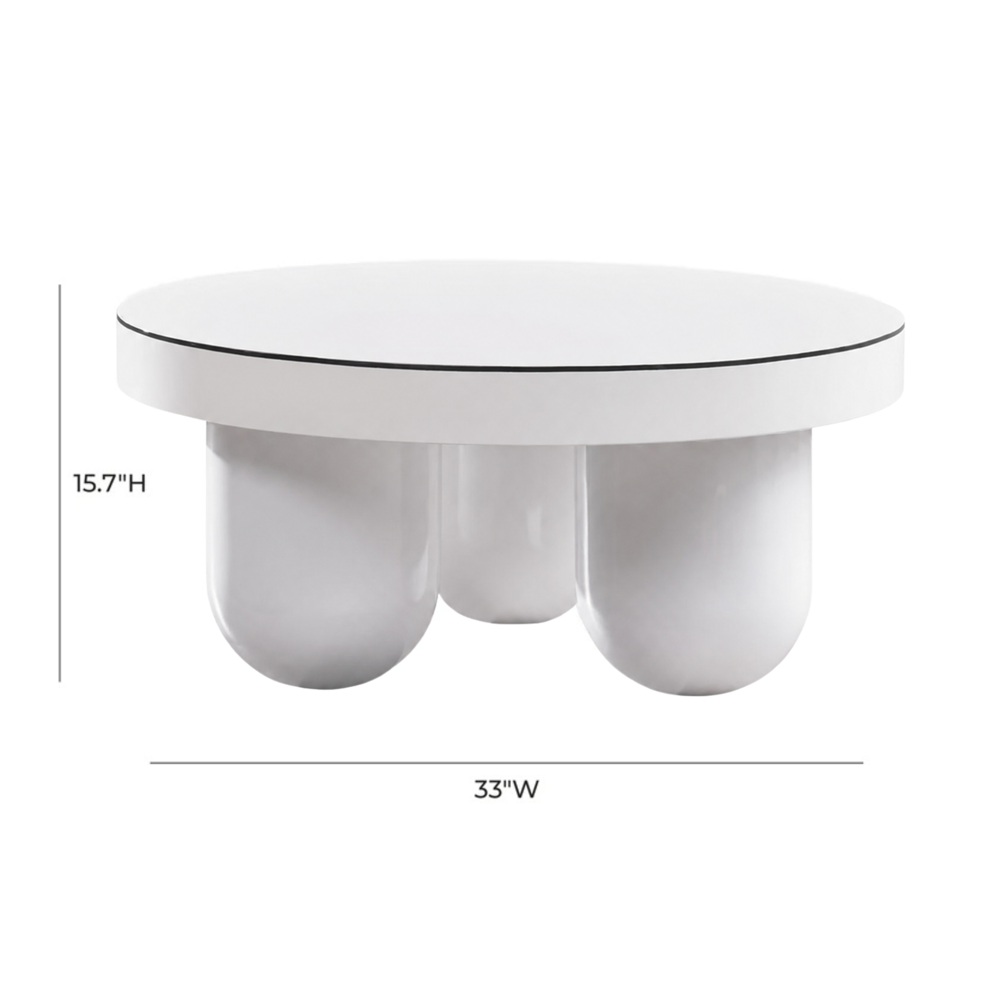 Jasper 33" White Glossy Round Coffee Table - Image 6