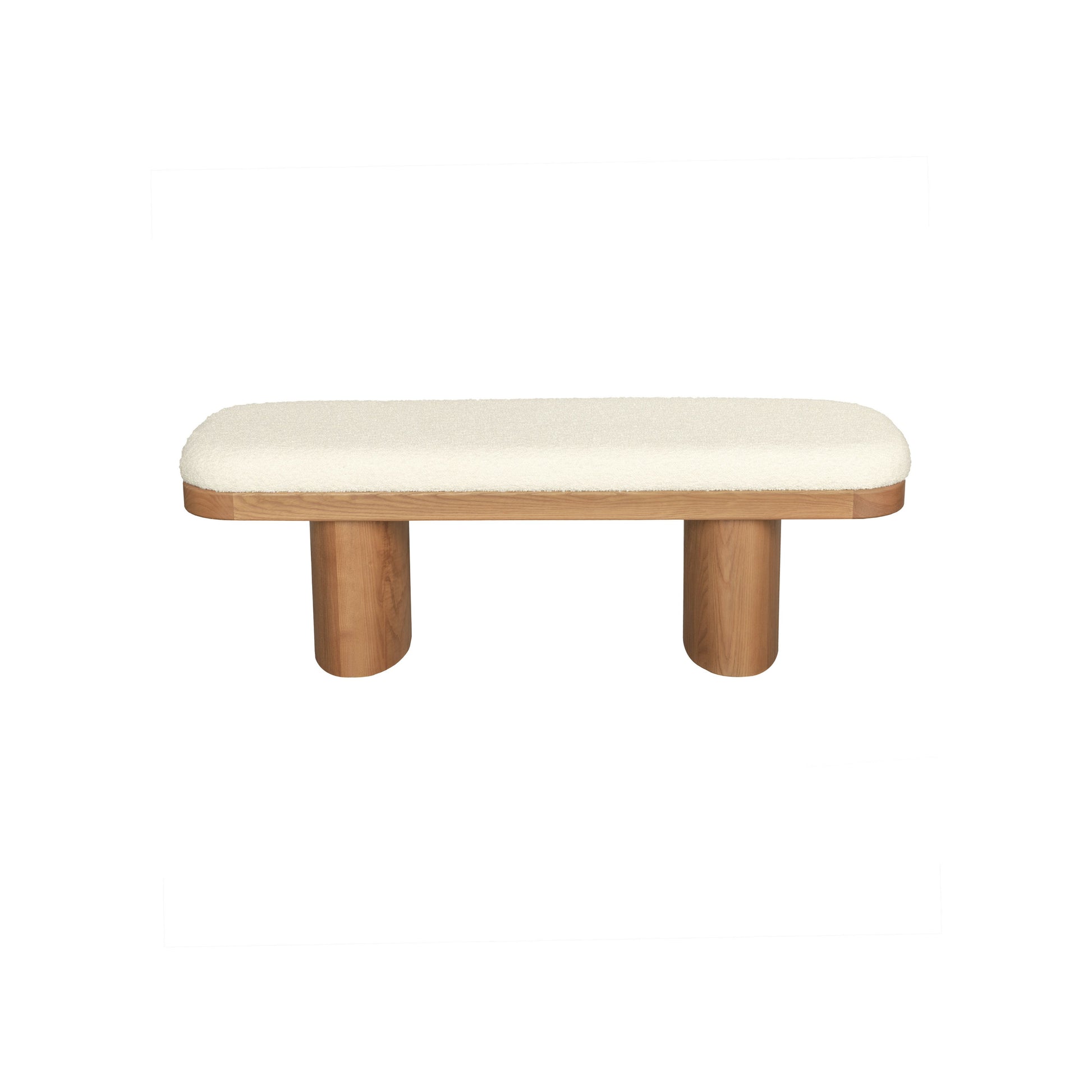 Ollie 48" White Performance Boucle Wooden Bench - Image 3