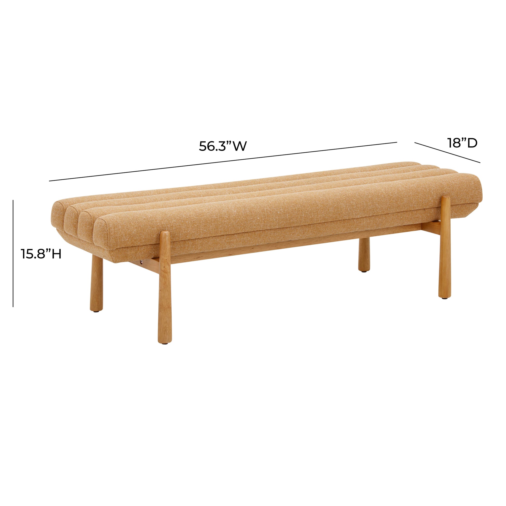 Julianna 56" Textured Performance Fabric Bench - Yellow - Image 6
