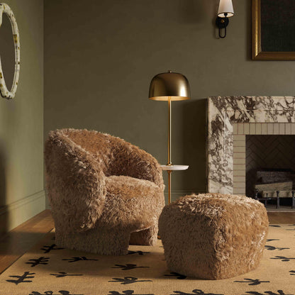 Britt Contract-Grade Vegan Shearling Ottoman - Taupe - Image 1