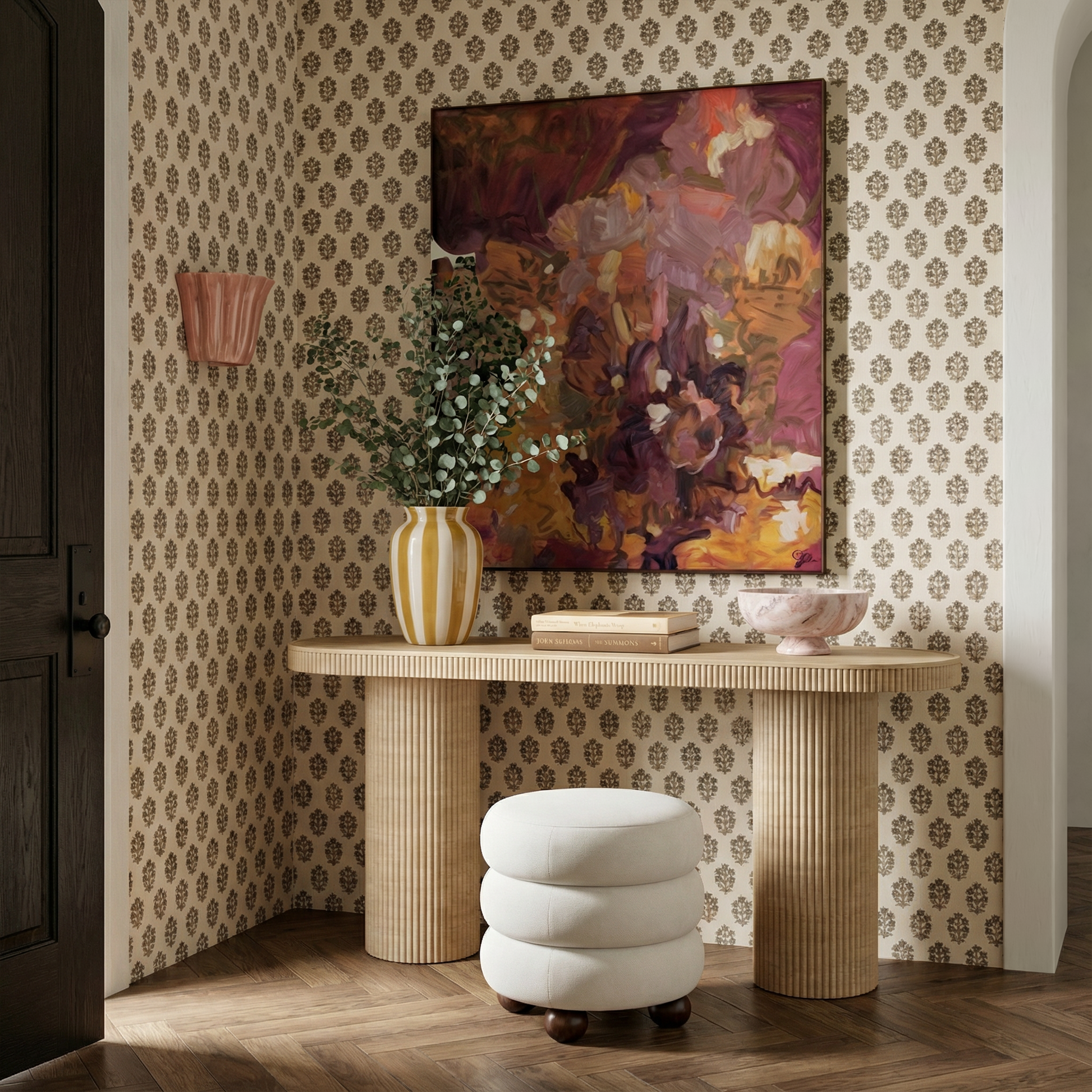 Stefanie Performance Velvet Ottoman - Cream - Image 3