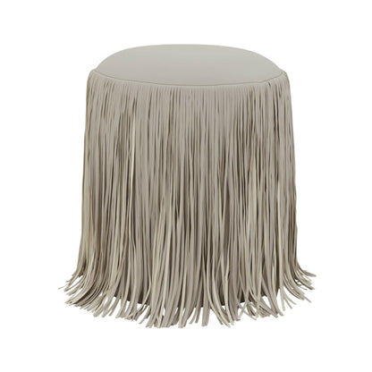 Shag Me Performance Vegan Leather Ottoman - Grey - Image 1