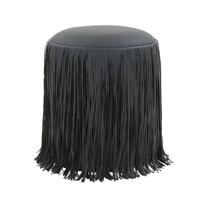 Shag Me Performance Vegan Leather Ottoman - Black - Image 1