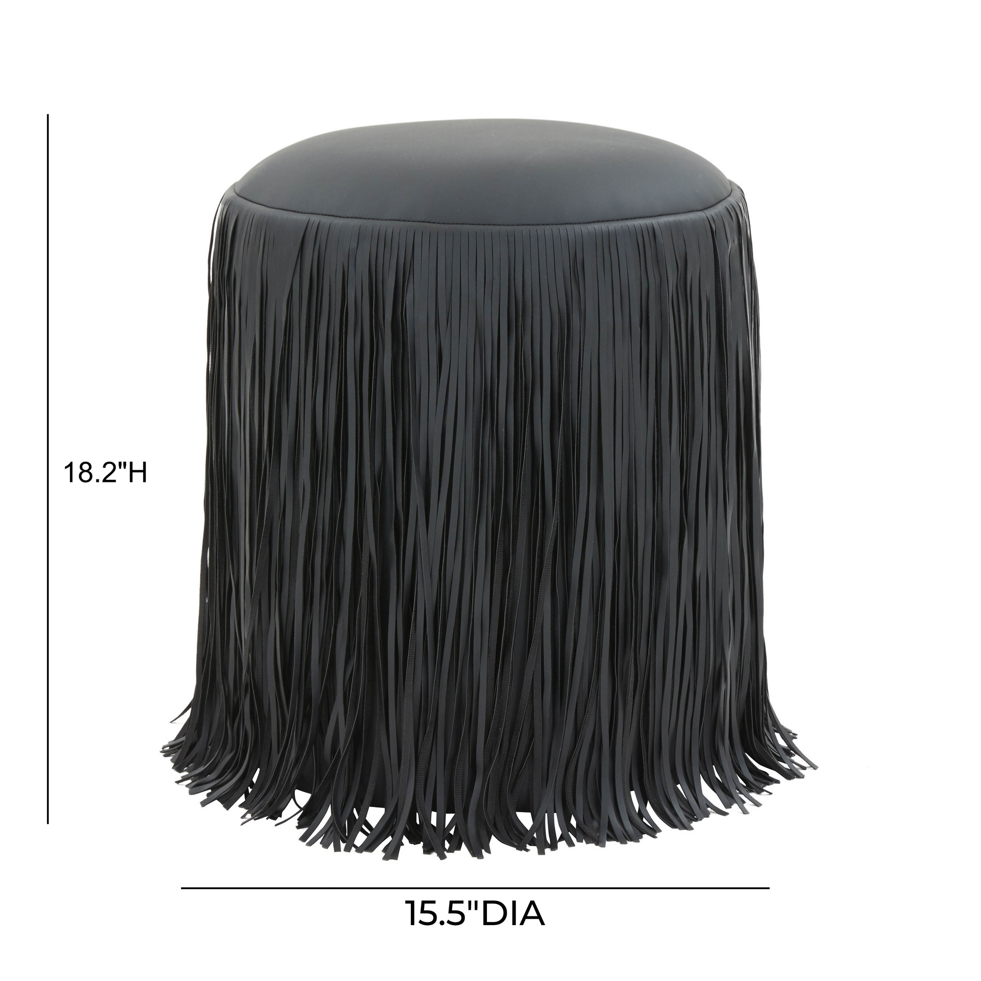 Shag Me Performance Vegan Leather Ottoman - Black - Image 5