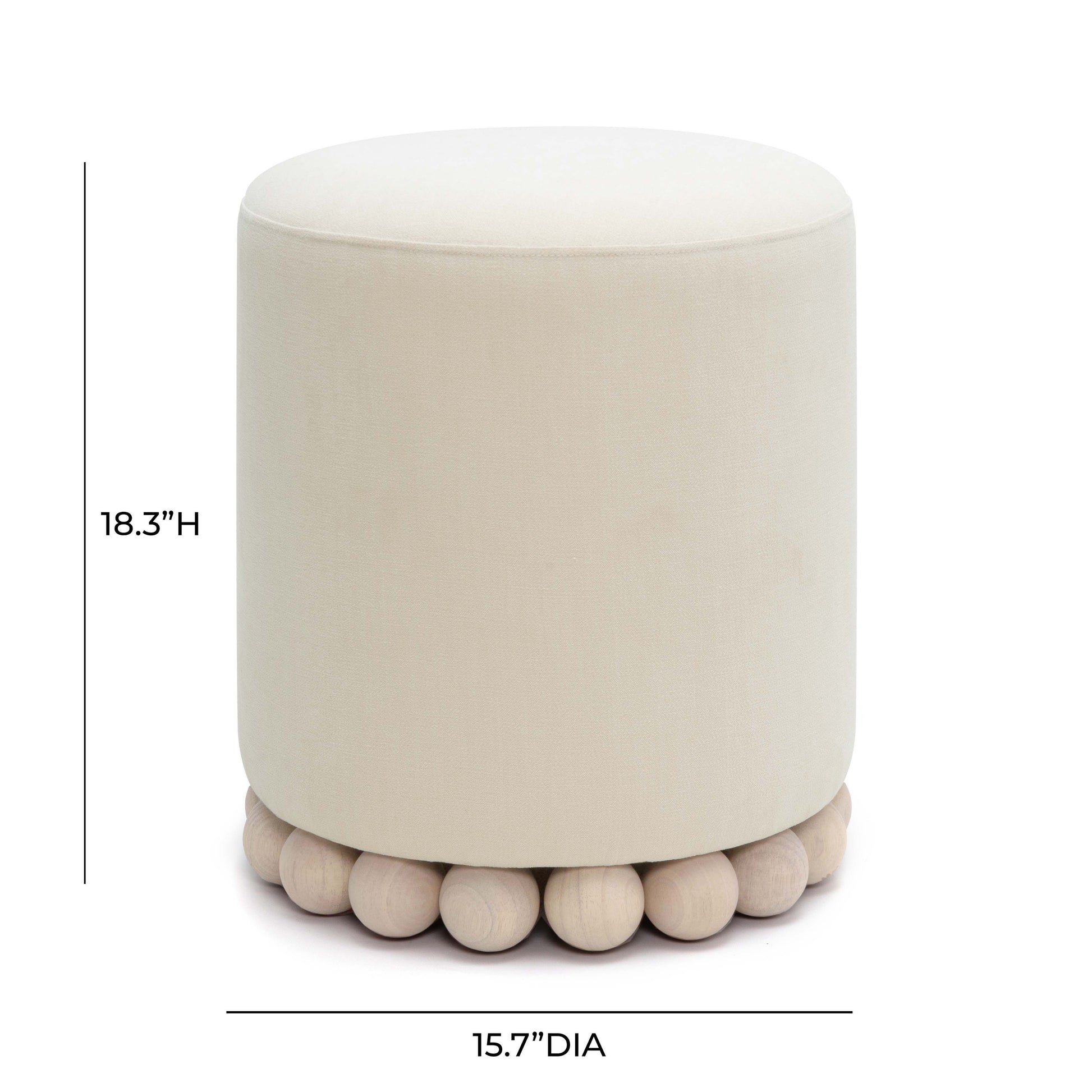 Dex Upcycled Performance Fabric Ottoman - Cream - Image 6