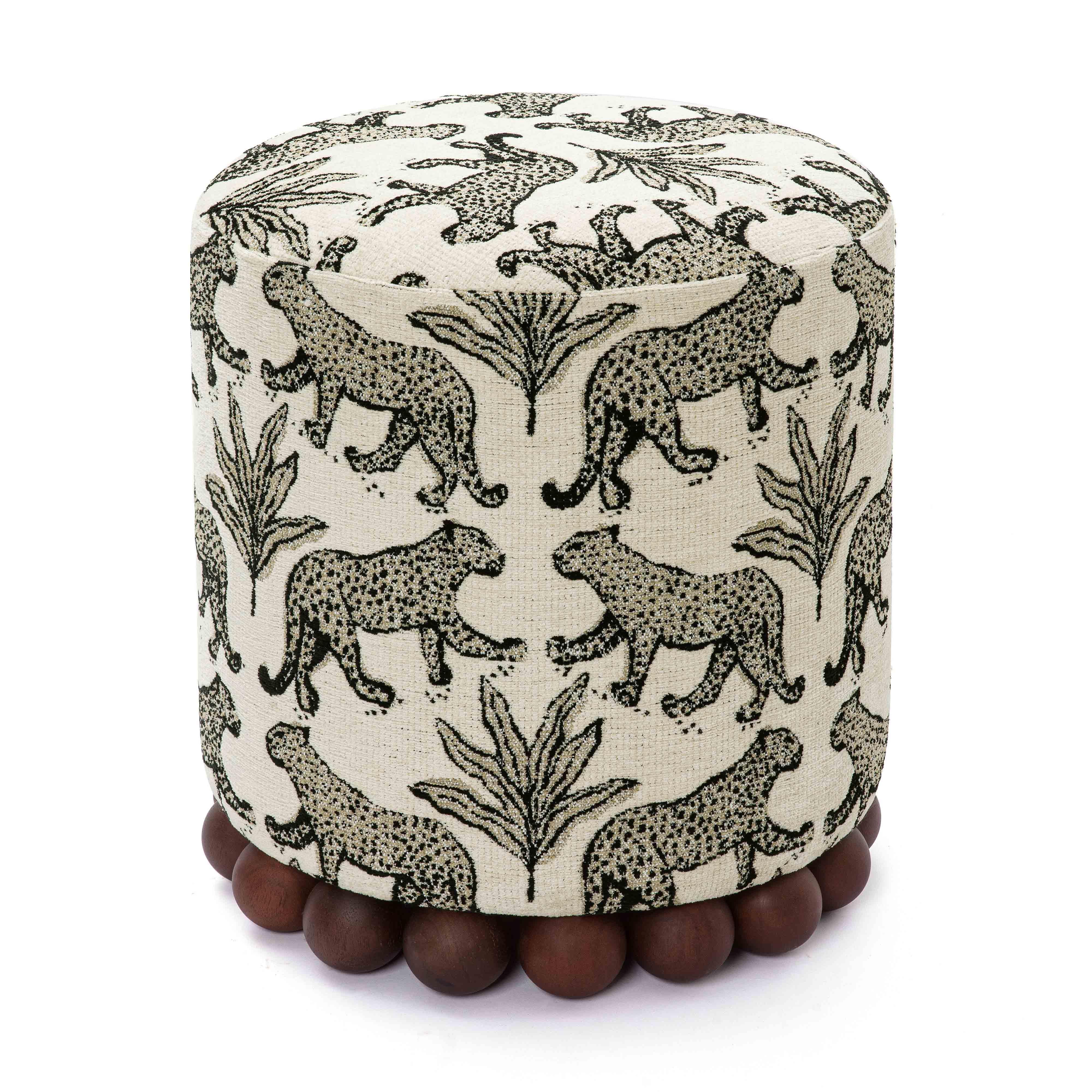 Dex Leopard Performance Jacquard Ottoman | TOV Furniture
