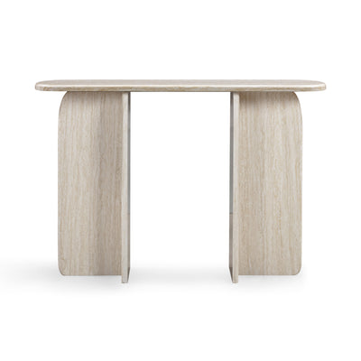 Clementine 48" Faux Travertine Console Table - Image 1