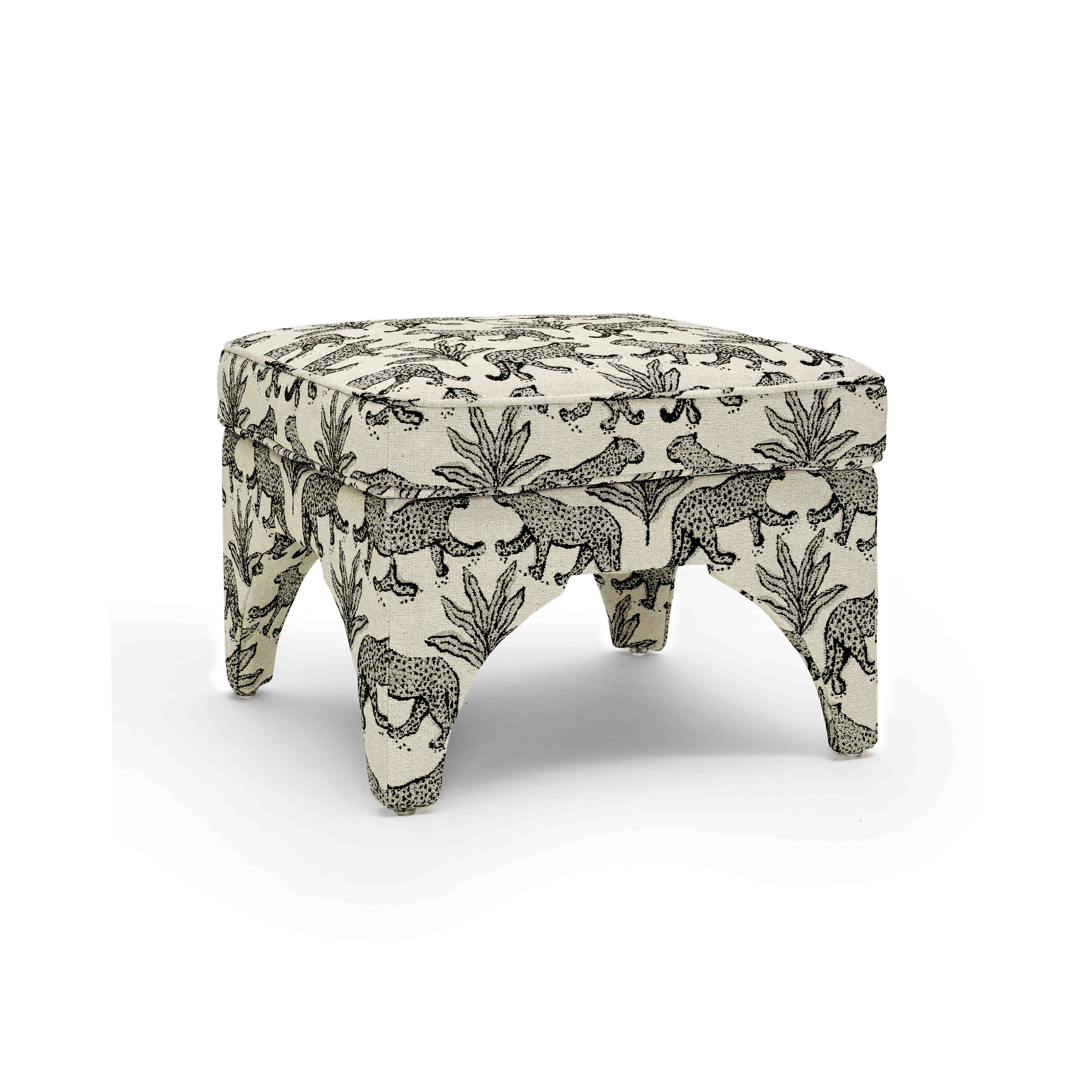 Raji Leopard Performance Jacquard Ottoman | TOV Furniture