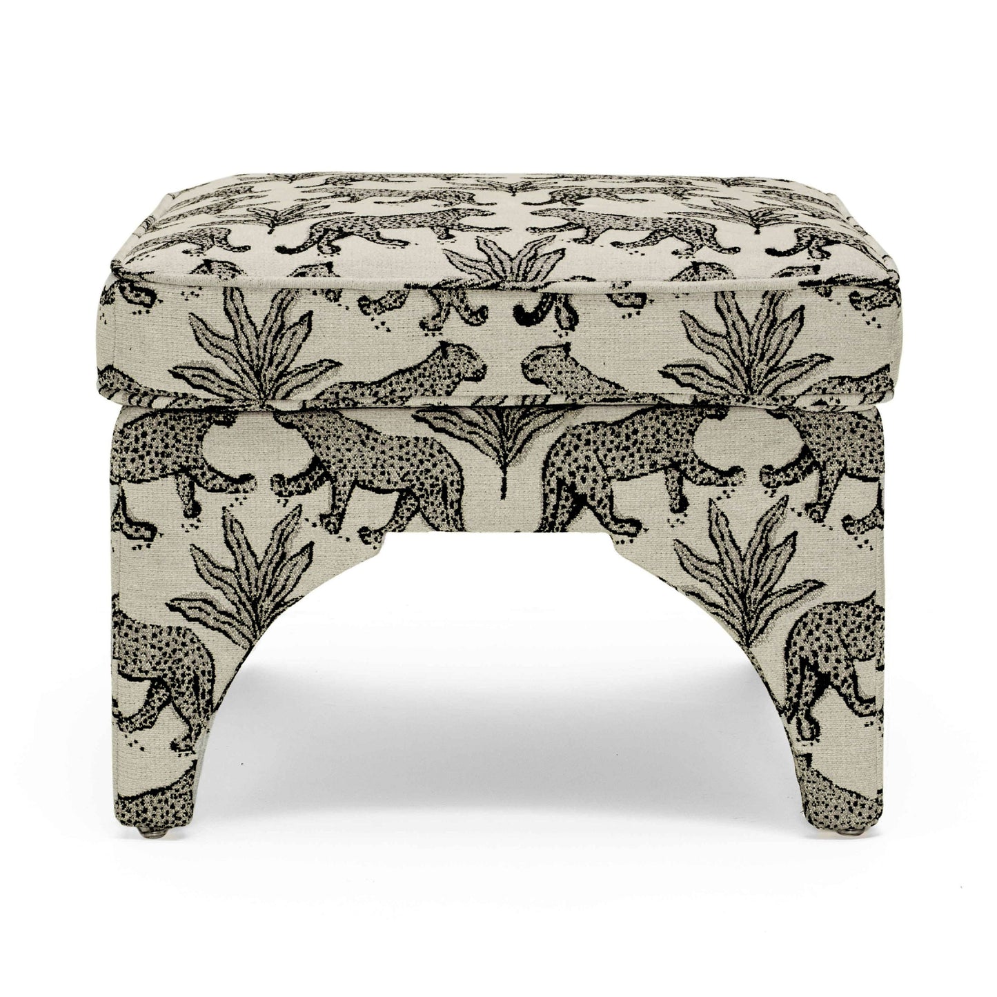 Raji Leopard Performance Jacquard Ottoman - Taupe - Image 3