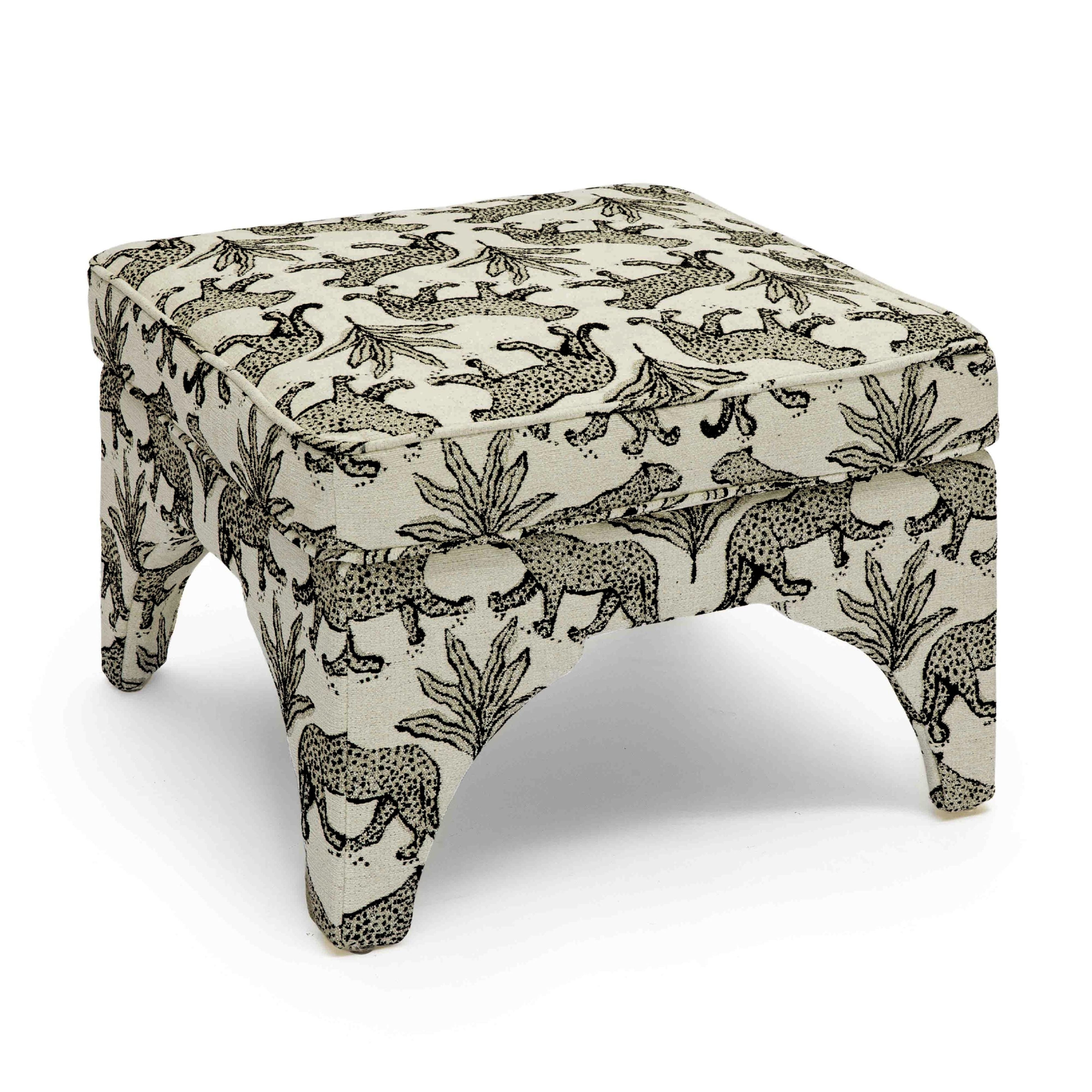 Raji Leopard Performance Jacquard Ottoman | TOV Furniture