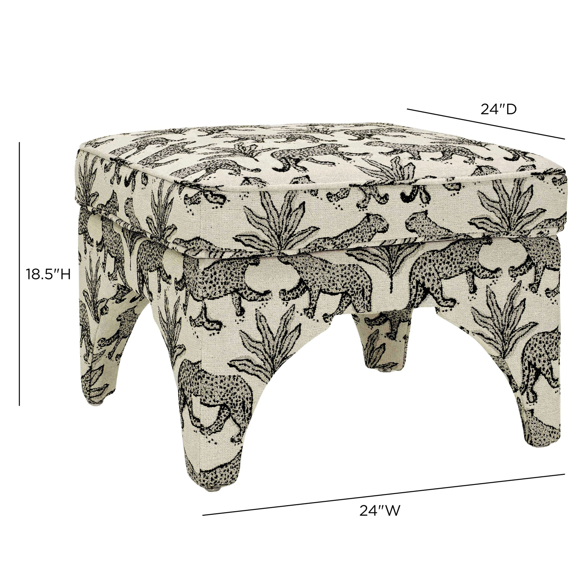 Raji Leopard Performance Jacquard Ottoman - Taupe - Image 6