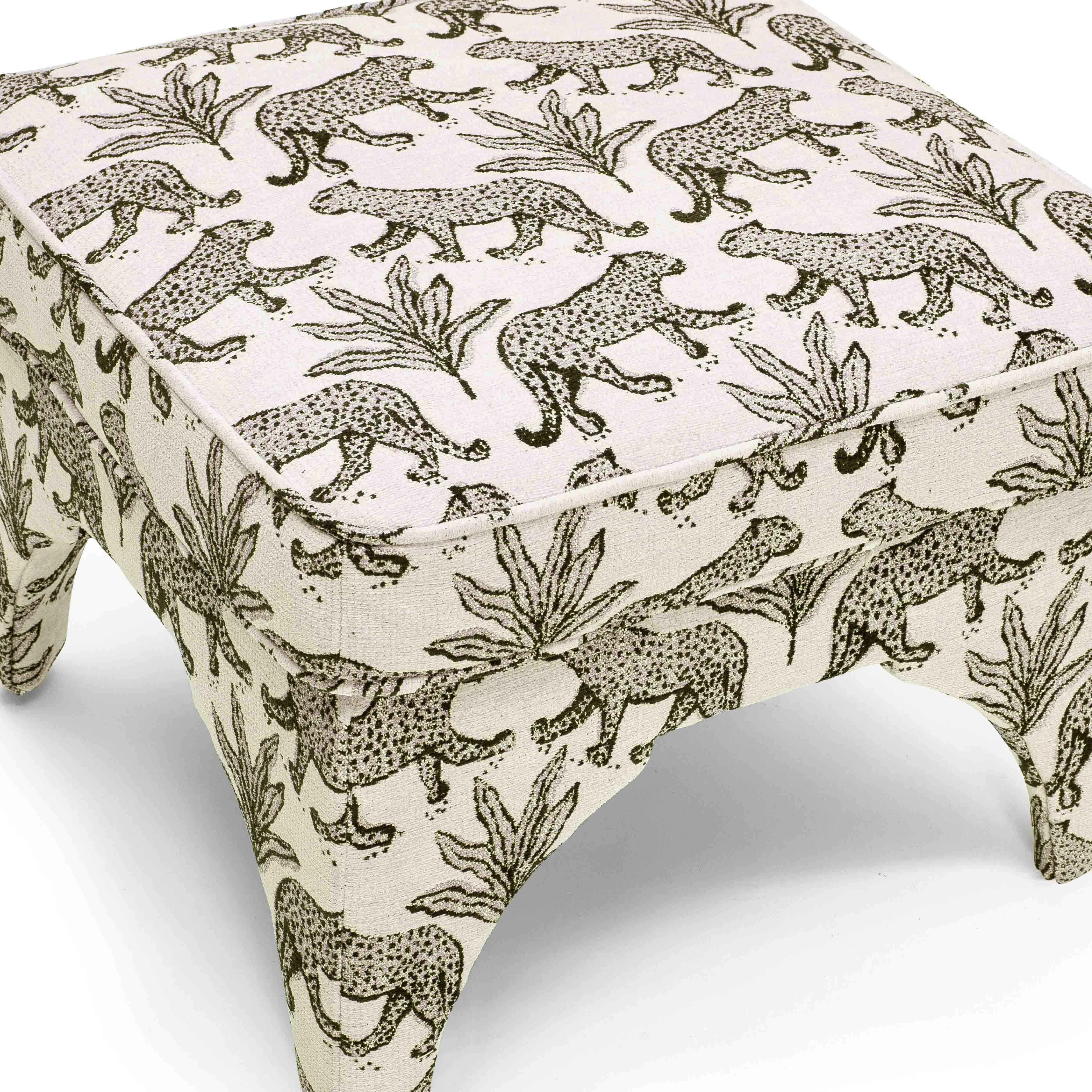 Raji Leopard Jacquard Ottoman | TOV Furniture