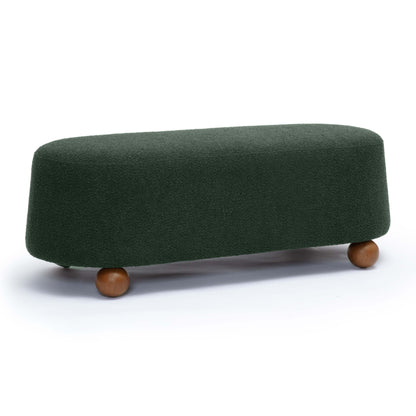 Jaine 48" Performance Boucle Large Ottoman - Forest Green - Image 1