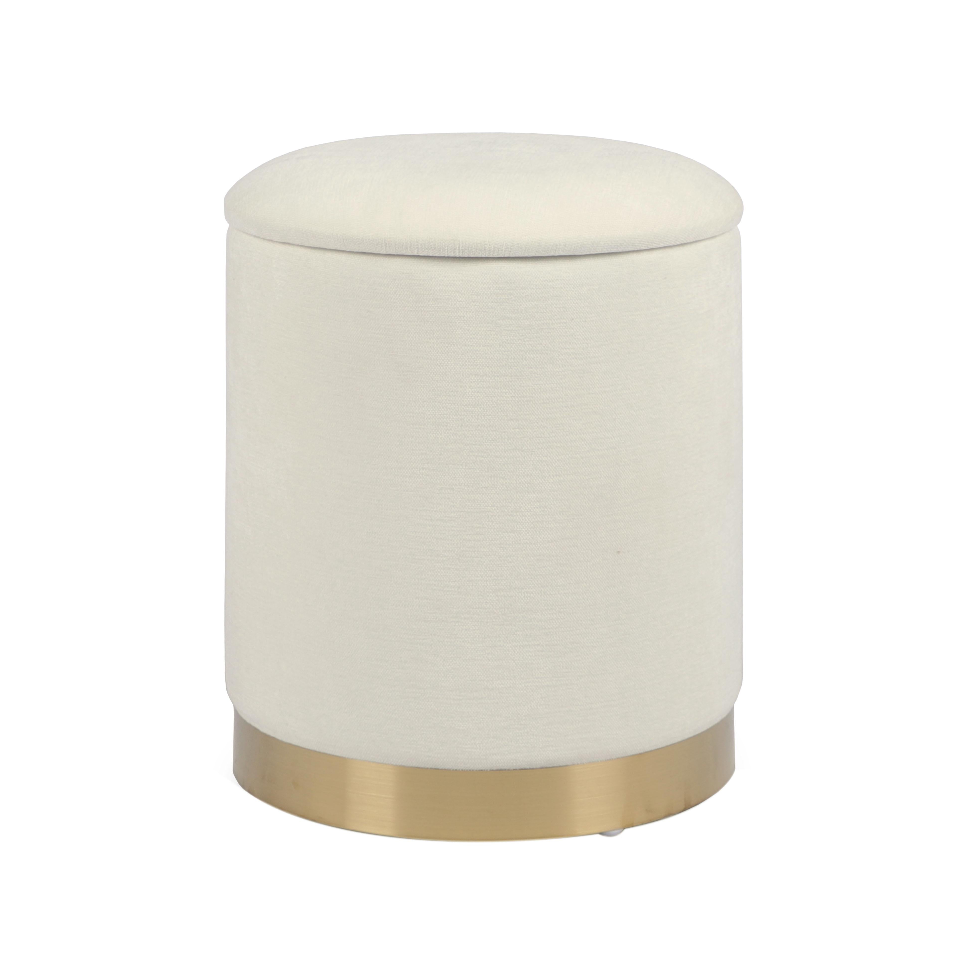 Zoe Cream Chenille Storage Ottoman | TOV Furniture