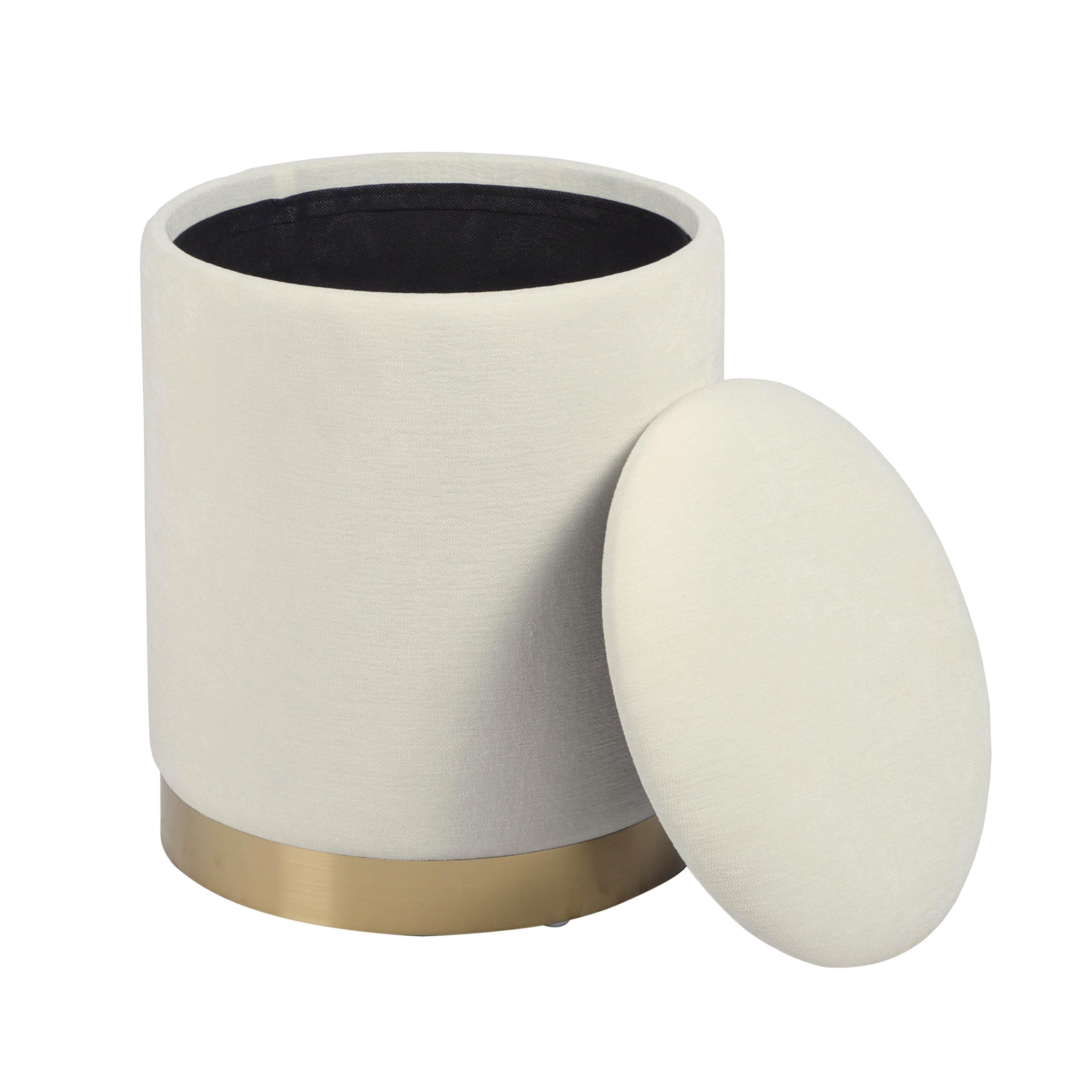 Zoe Cream Chenille Storage Ottoman | TOV Furniture