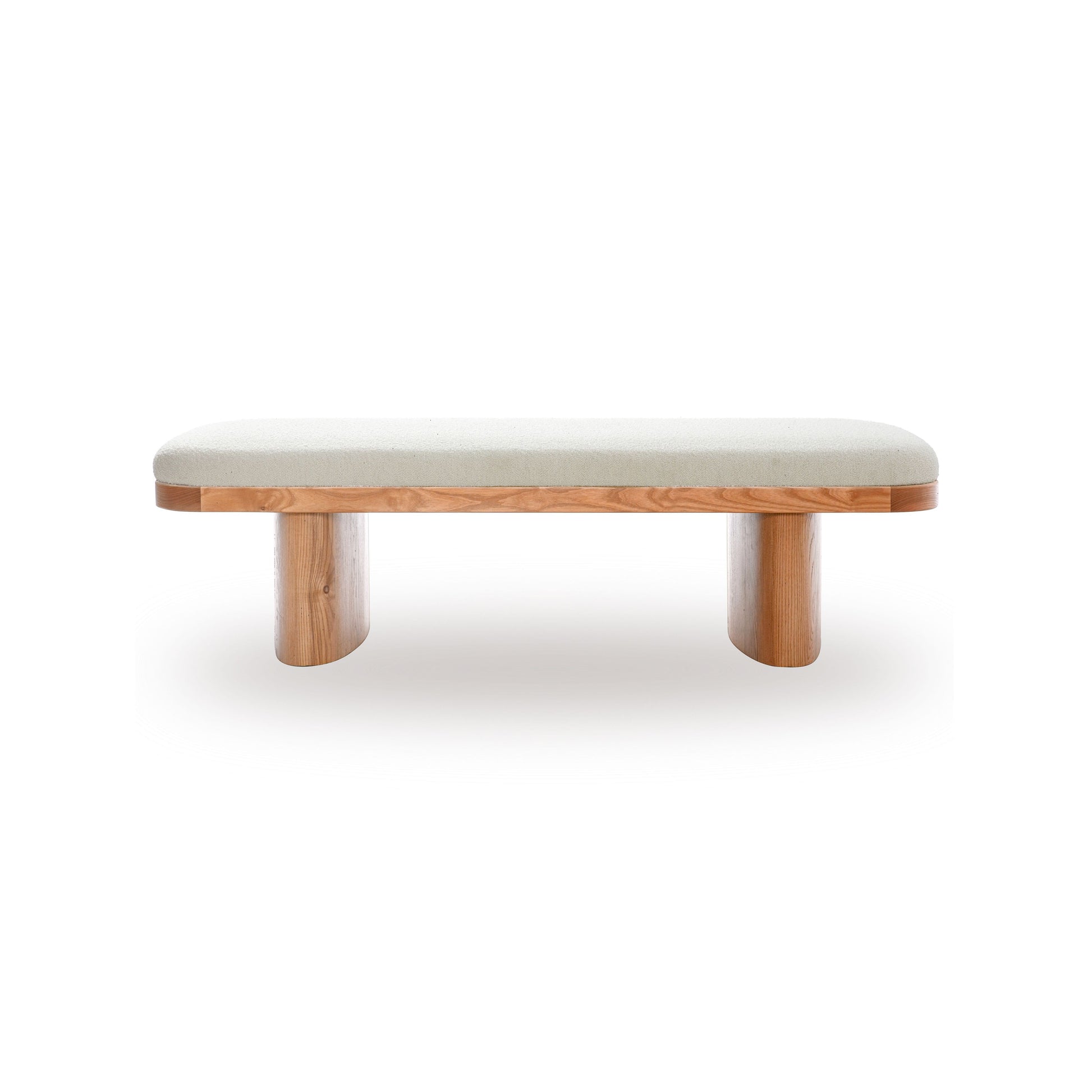 Ollie 56.5" White Performance Boucle Large Bench - Image 3