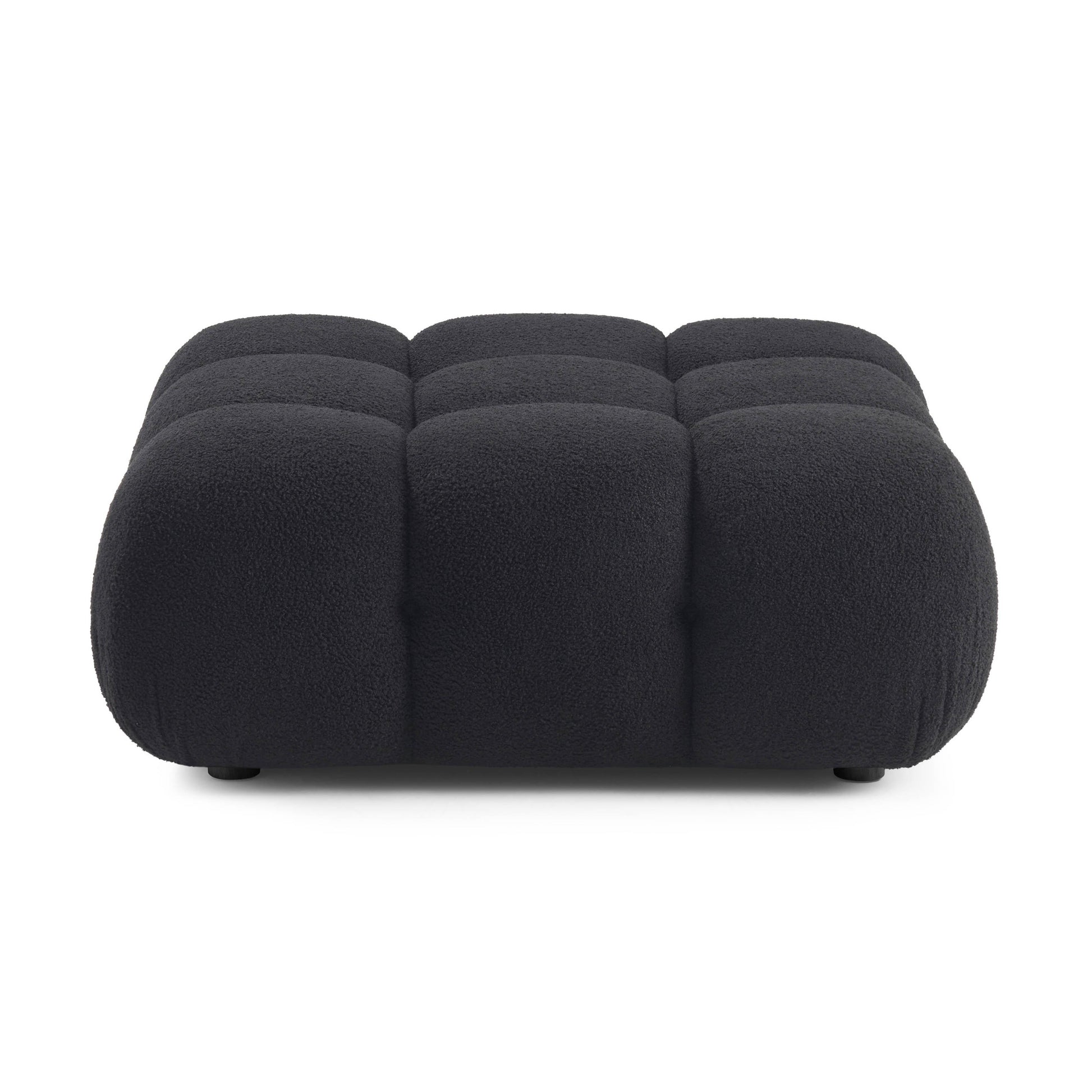 Calliope Performance Vegan Shearling Modular Ottoman - Black - Image 1